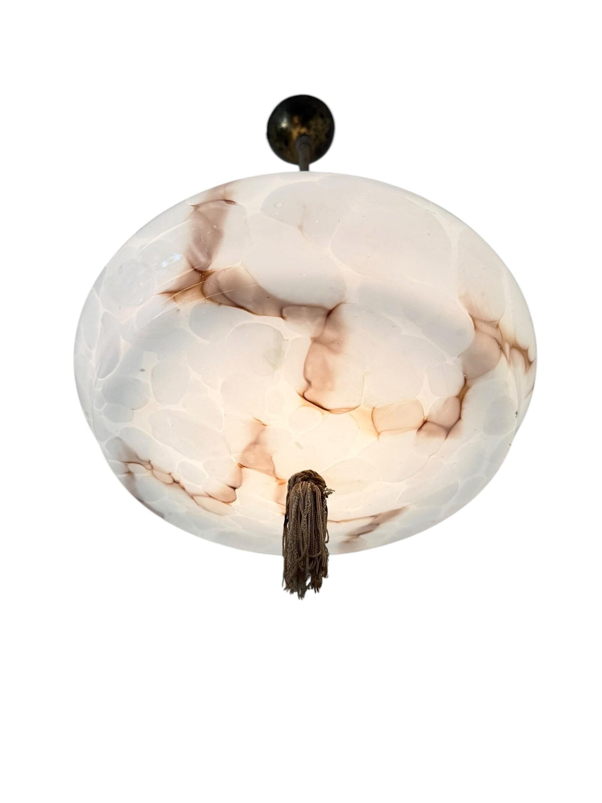 Art deco pastel baby blue charleston ceiling Lamp with Opaline Glass, , c. 1920s  Ceiling lamp hanging , rod
