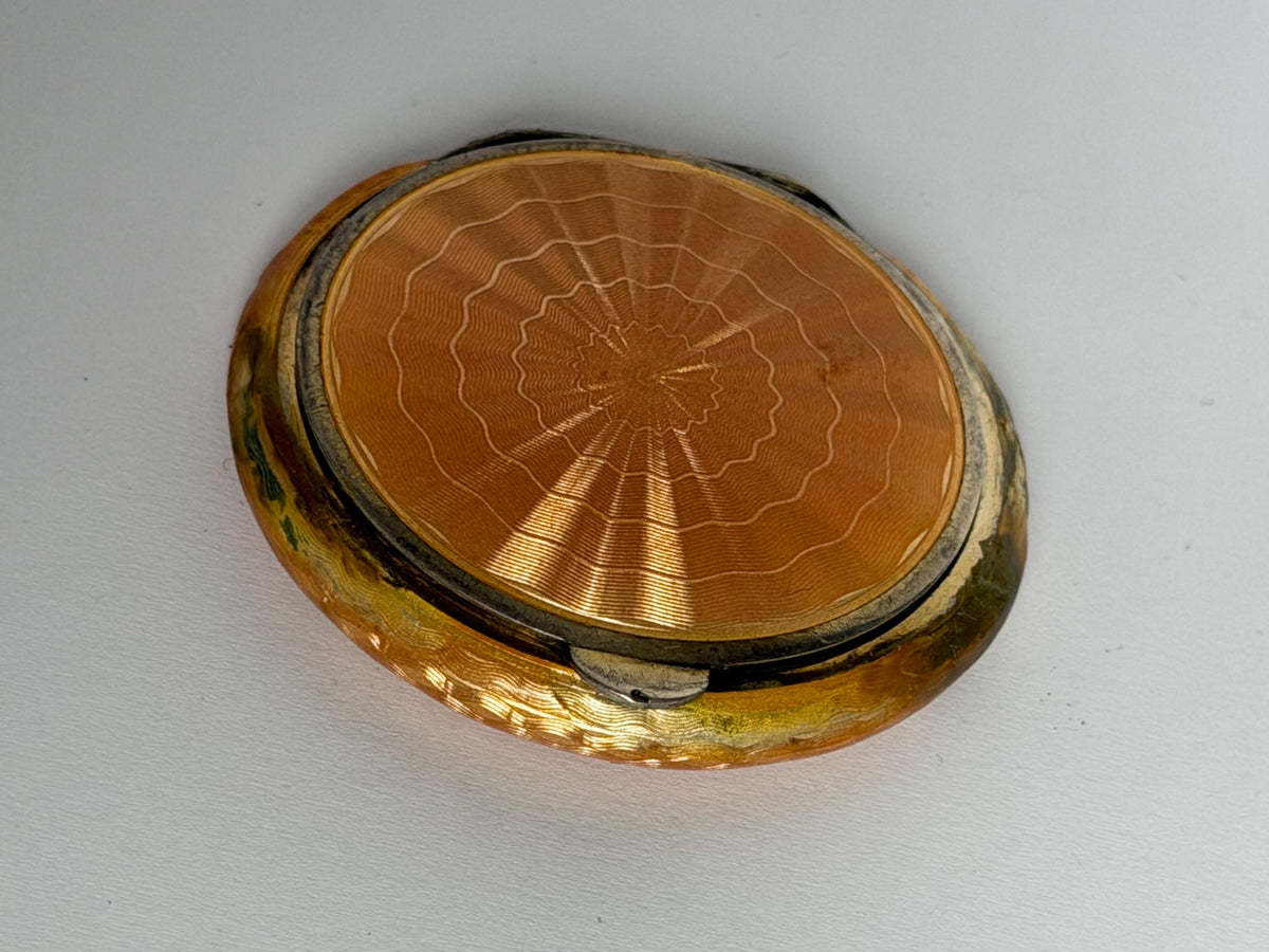 Vintage Art Deco Guilloché Enamel Compact - germany – 1920s - 5 cm