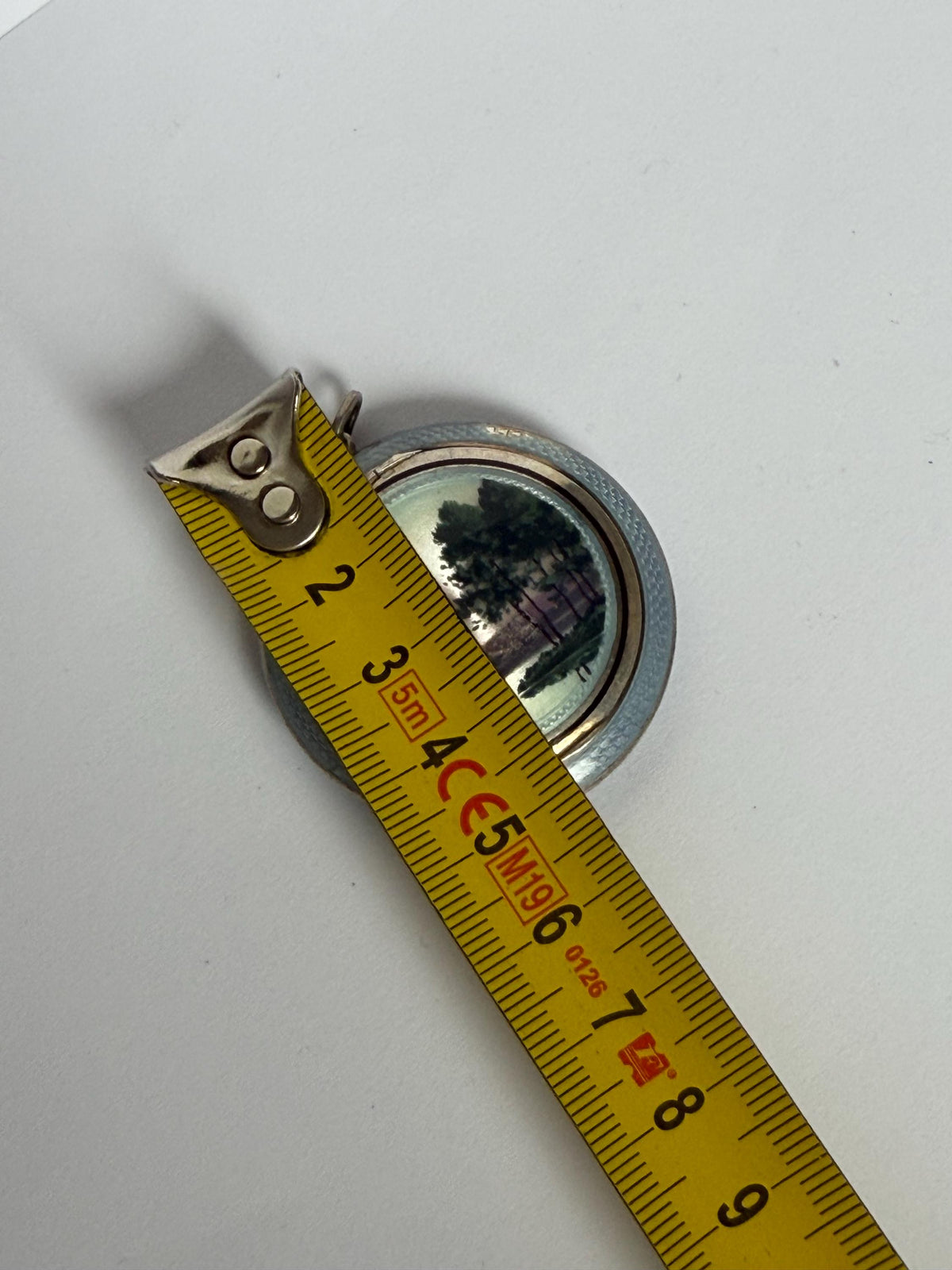 Vintage French Silver Guilloché Enamel Pendant Compact – circa 1930