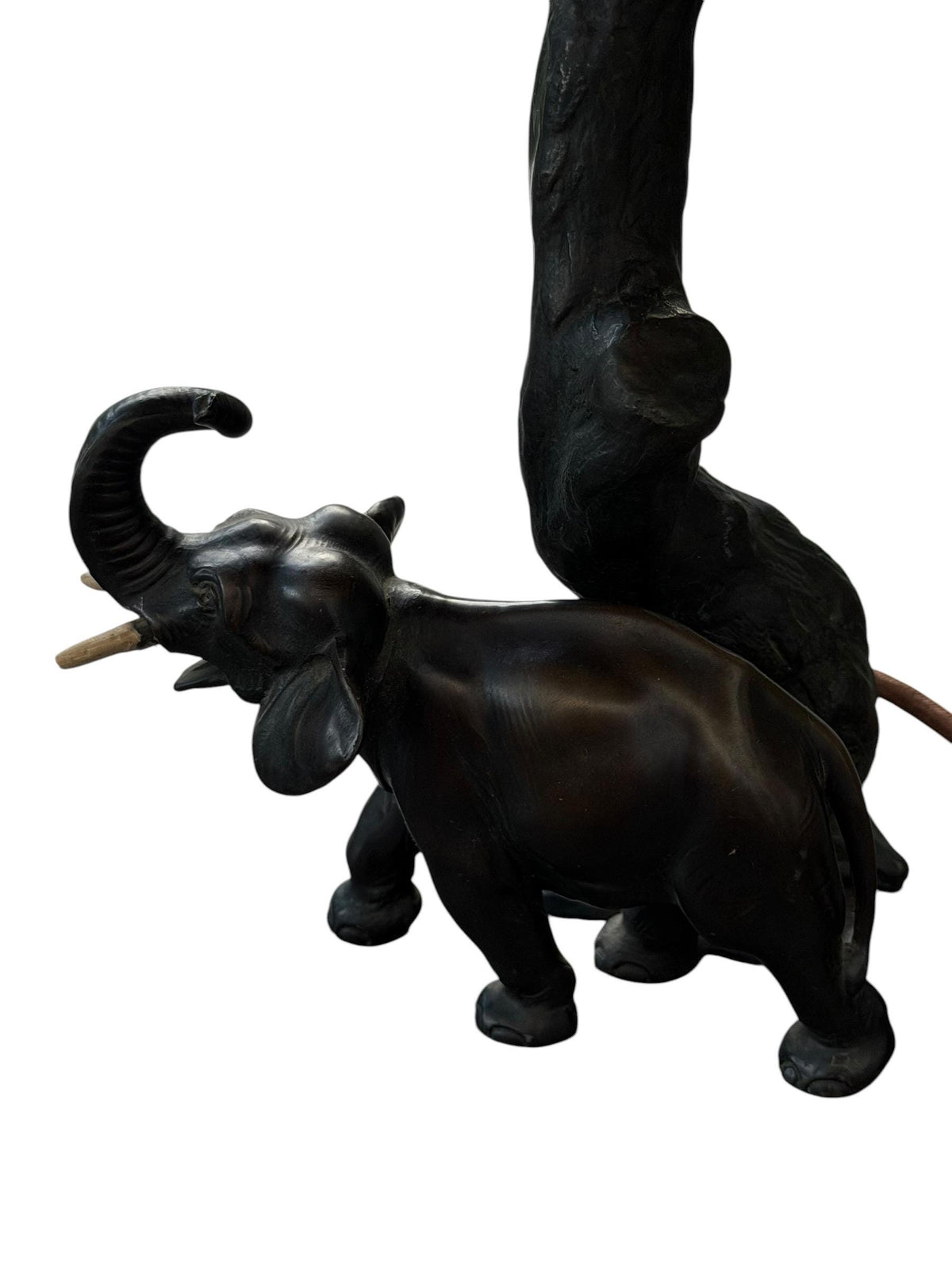 Antique schwarzwald Bronzed Metal Elephant Table Lamp, Black Forest, Germany, circa 1930, with Parchment Shade, Country House Decor