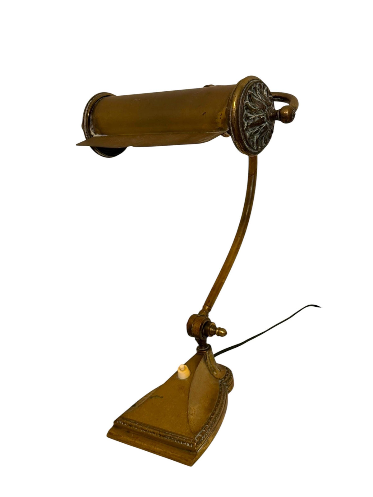 Antique French Brass bronze Adjustable Desk Lamp, Art Nouveau, circa 1900–1920 Notary banking
