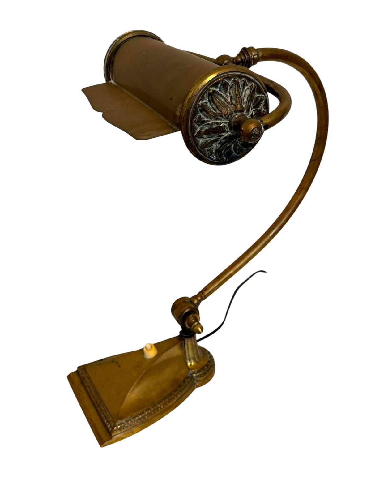 Antique French Brass bronze Adjustable Desk Lamp, Art Nouveau, circa 1900–1920 Notary banking