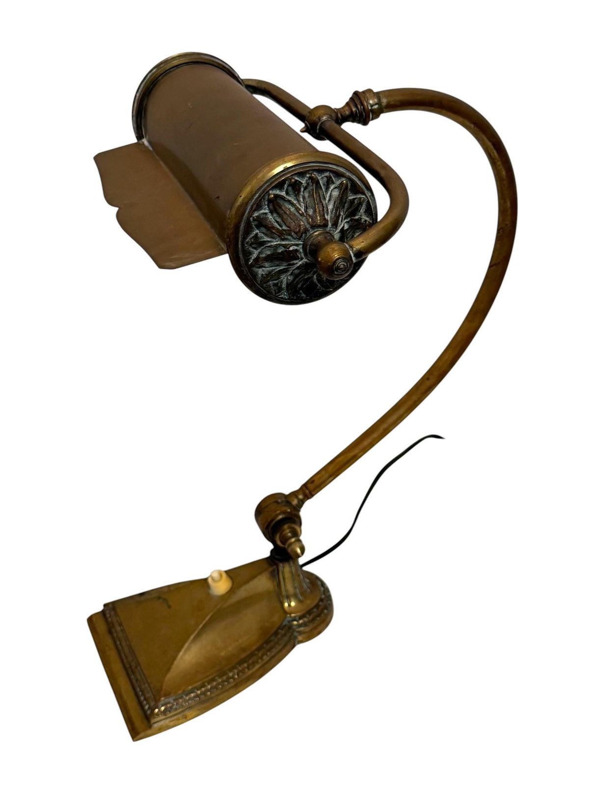 Antique French Brass bronze Adjustable Desk Lamp, Art Nouveau, circa 1900–1920 Notary banking