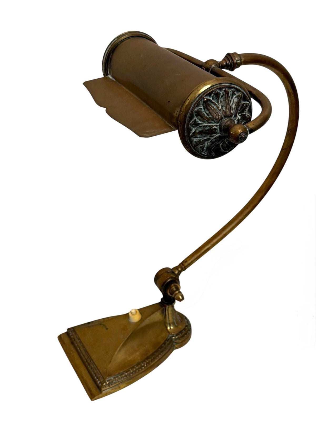 Antique French Brass bronze Adjustable Desk Lamp, Art Nouveau, circa 1900–1920 Notary banking