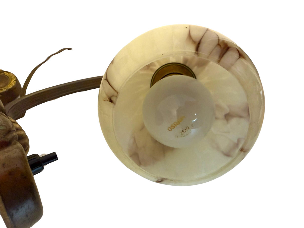 Set of deco  brass Bedside Lamps, 1930s opalin Glass Table Lamp ausema lights antique pair