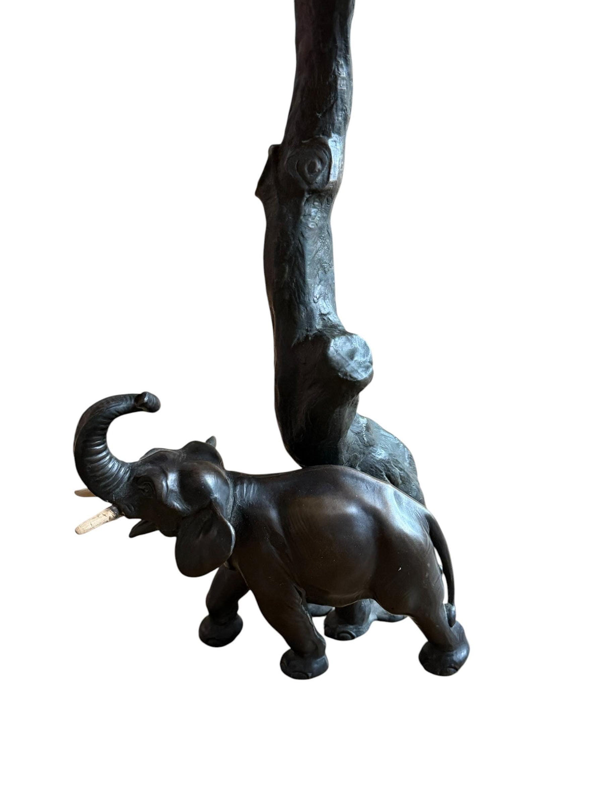 Antique schwarzwald Bronzed Metal Elephant Table Lamp, Black Forest, Germany, circa 1930, with Parchment Shade, Country House Decor