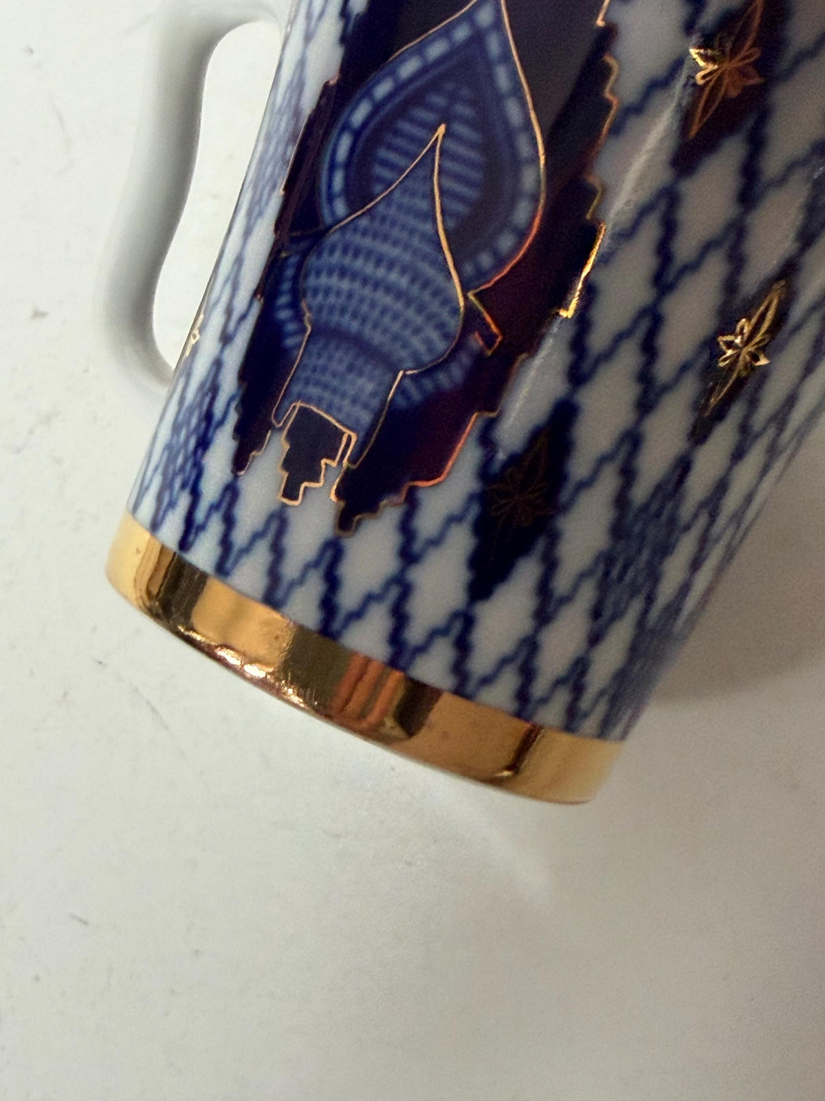 A set of 2 Lomonosov Large Cup and Saucer Cobalt Blue White Flowers 22K Gold porcelain, chocolate, tea cup xl tableware