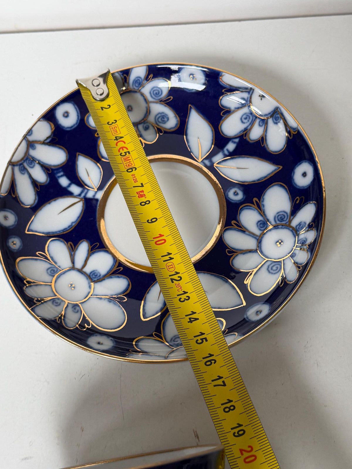 A set of 2 Lomonosov Large Cup and Saucer Cobalt Blue White Flowers 22K Gold porcelain, chocolate, tea cup xl tableware