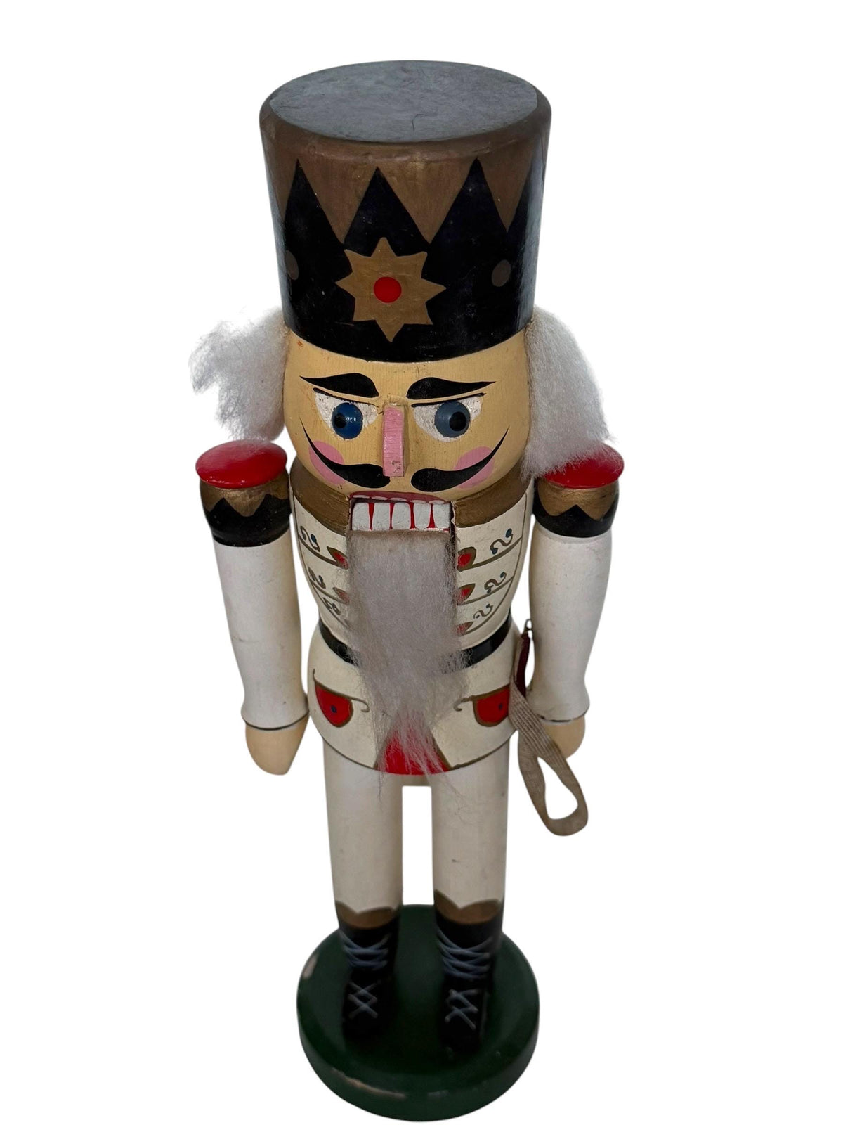 Antique Erzgebirge Wood Nutcracker, Hand-Painted Christmas Decor (34cm, 1920s)