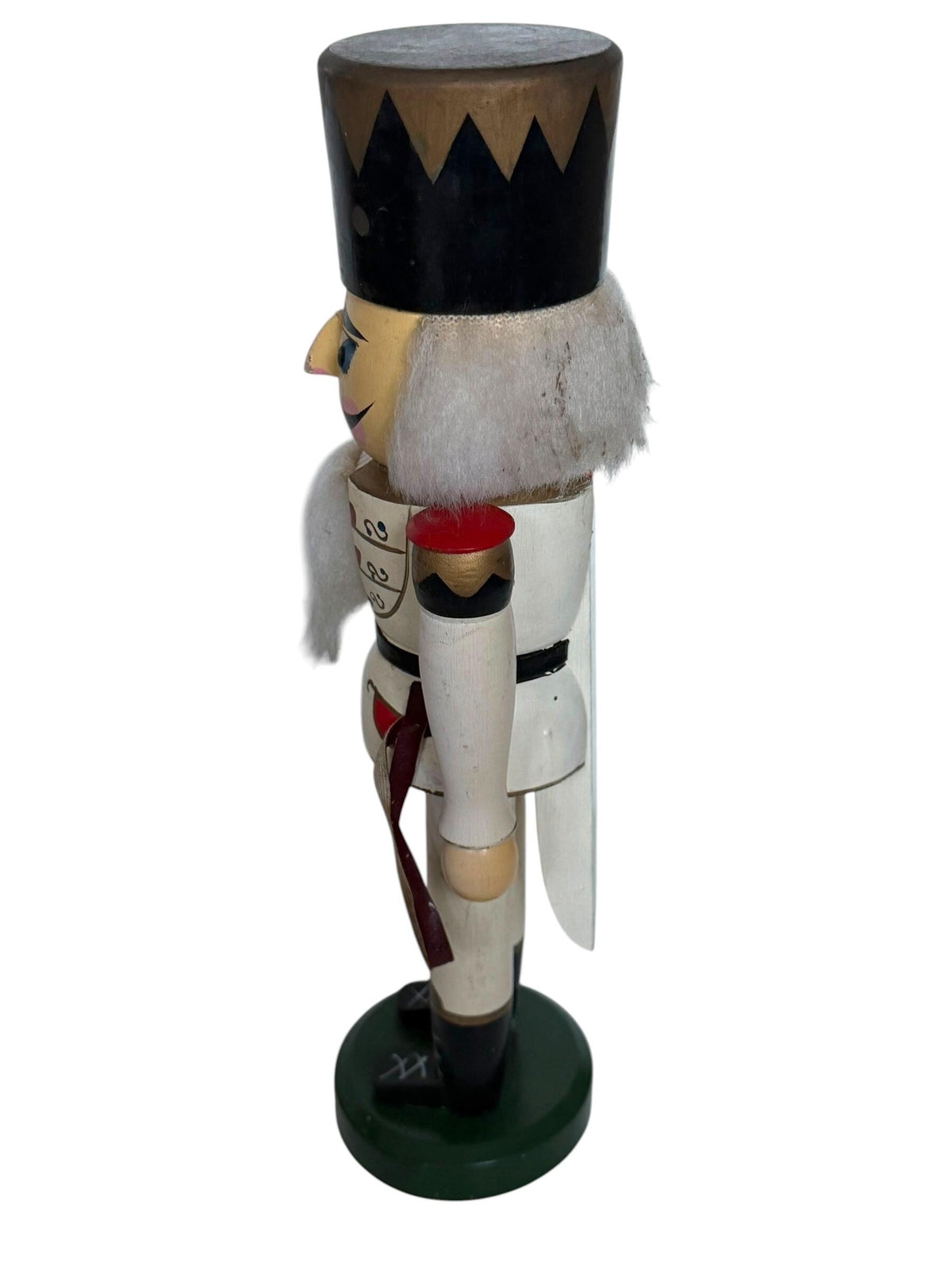 Antique Erzgebirge Wood Nutcracker, Hand-Painted Christmas Decor (34cm, 1920s)