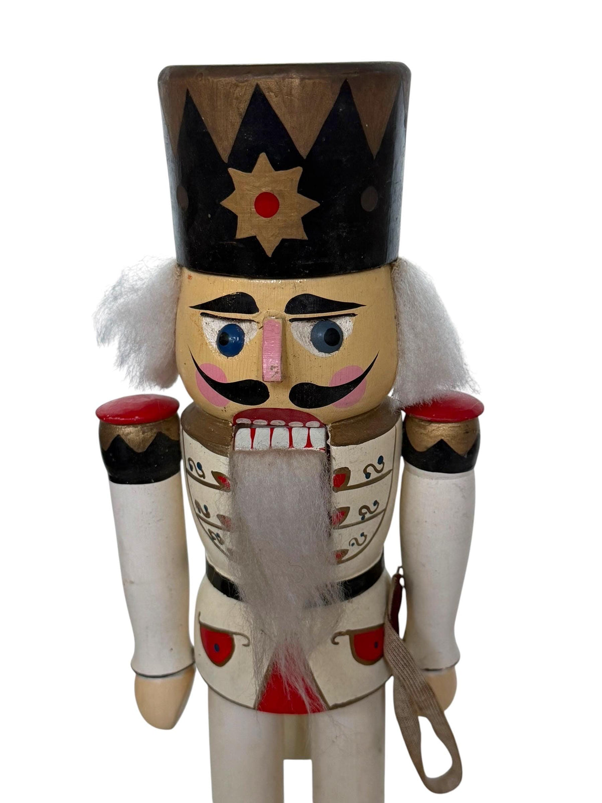 Antique Erzgebirge Wood Nutcracker, Hand-Painted Christmas Decor (34cm, 1920s)