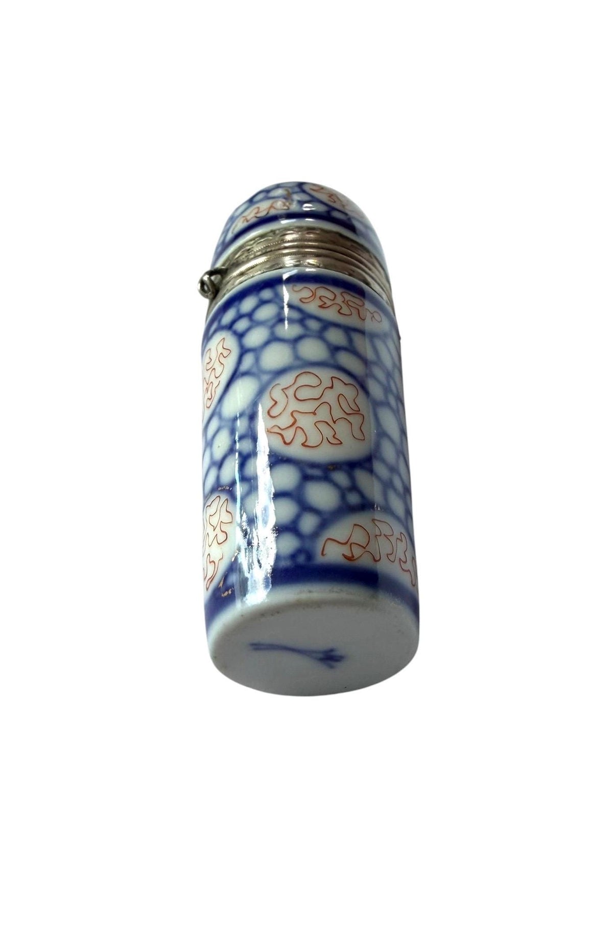 19th Century Meissen Porcelain Scent Bottle with Hallmarked Silver Mount, antique 1850-1875