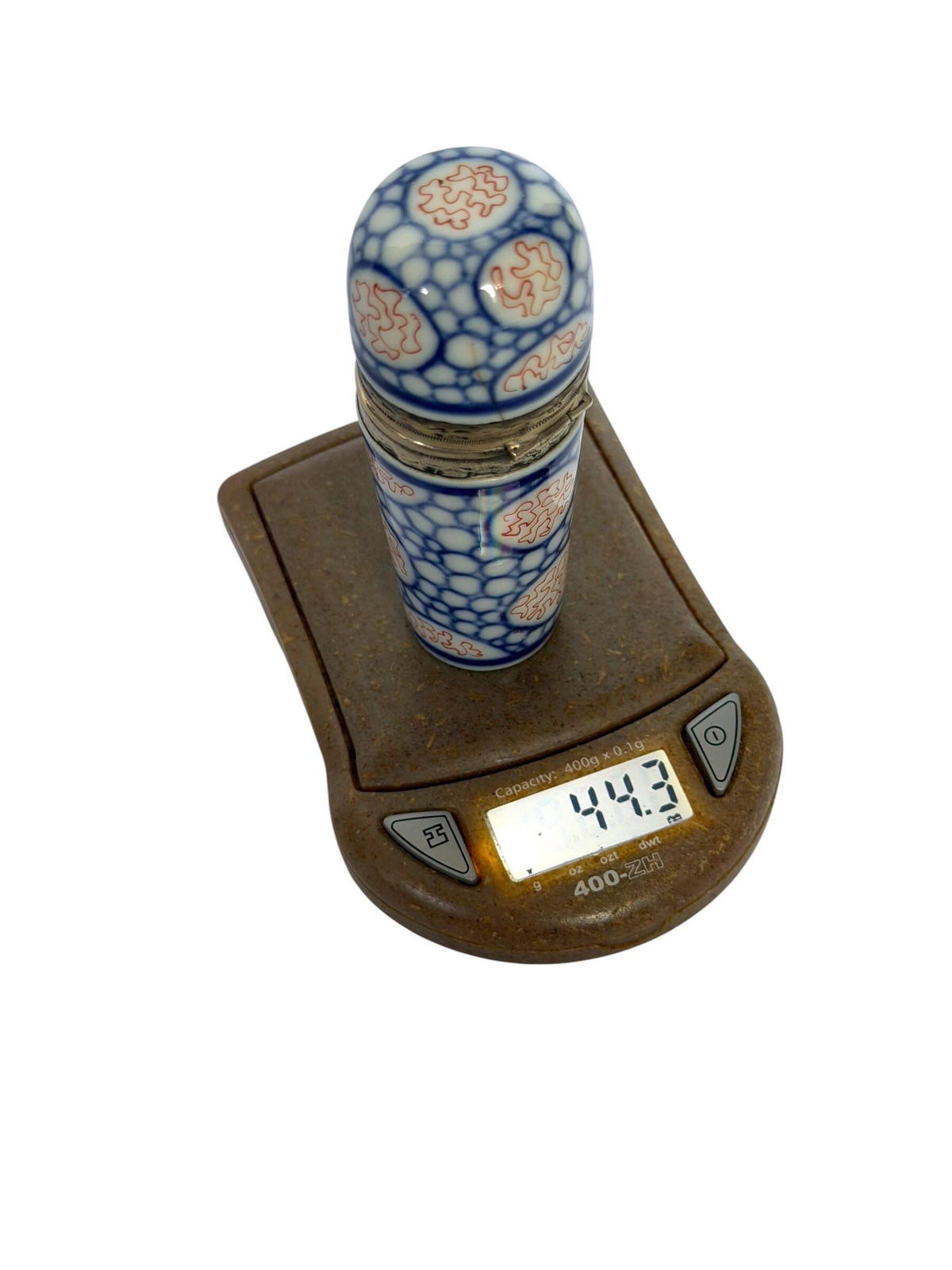 19th Century Meissen Porcelain Scent Bottle with Hallmarked Silver Mount, antique 1850-1875