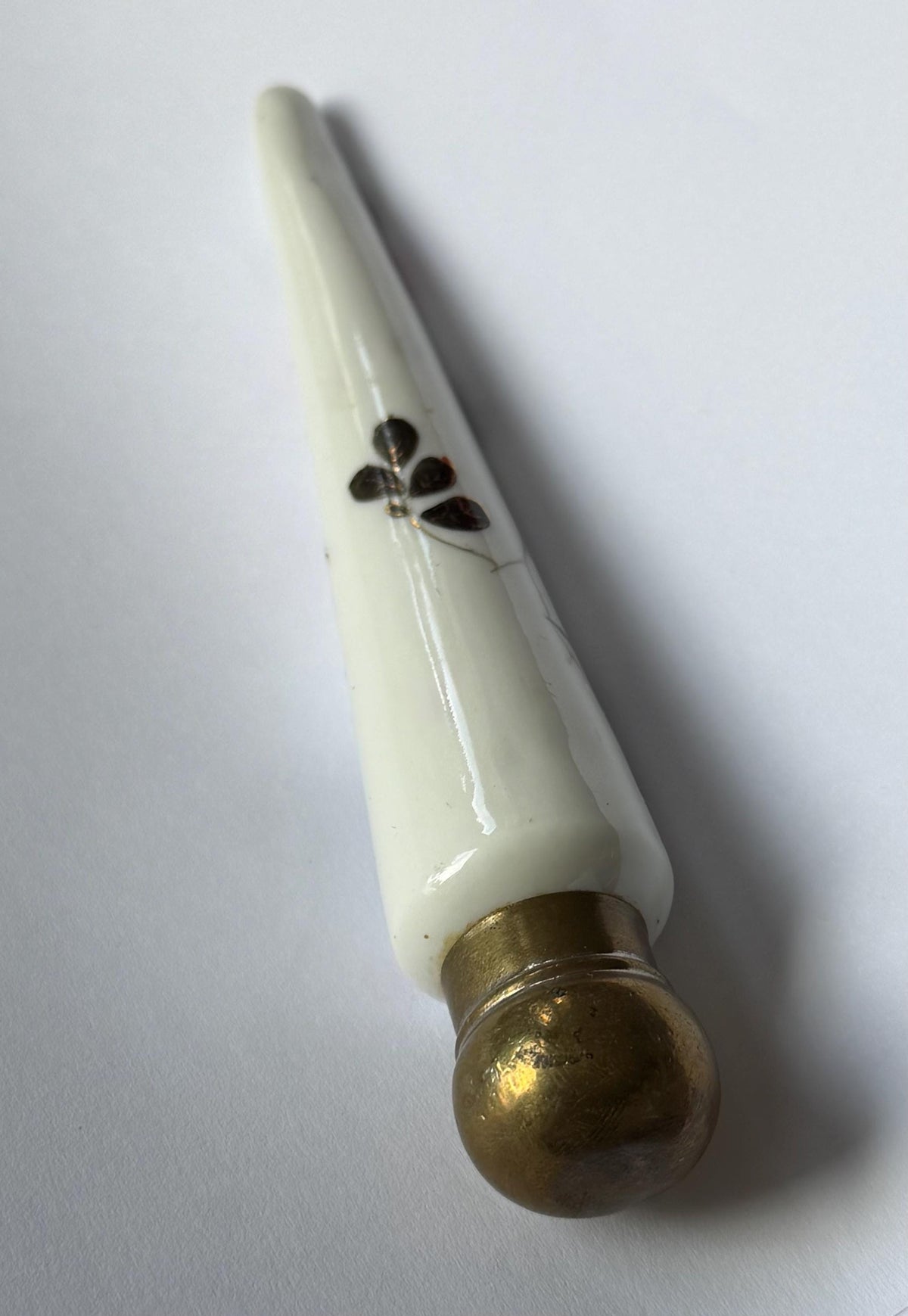 19th Century Porcelain Pointed Scent Bottle Hand Painted Bird Flowers Gilt Cap ca 1875-1890 victorian inspired japanoise