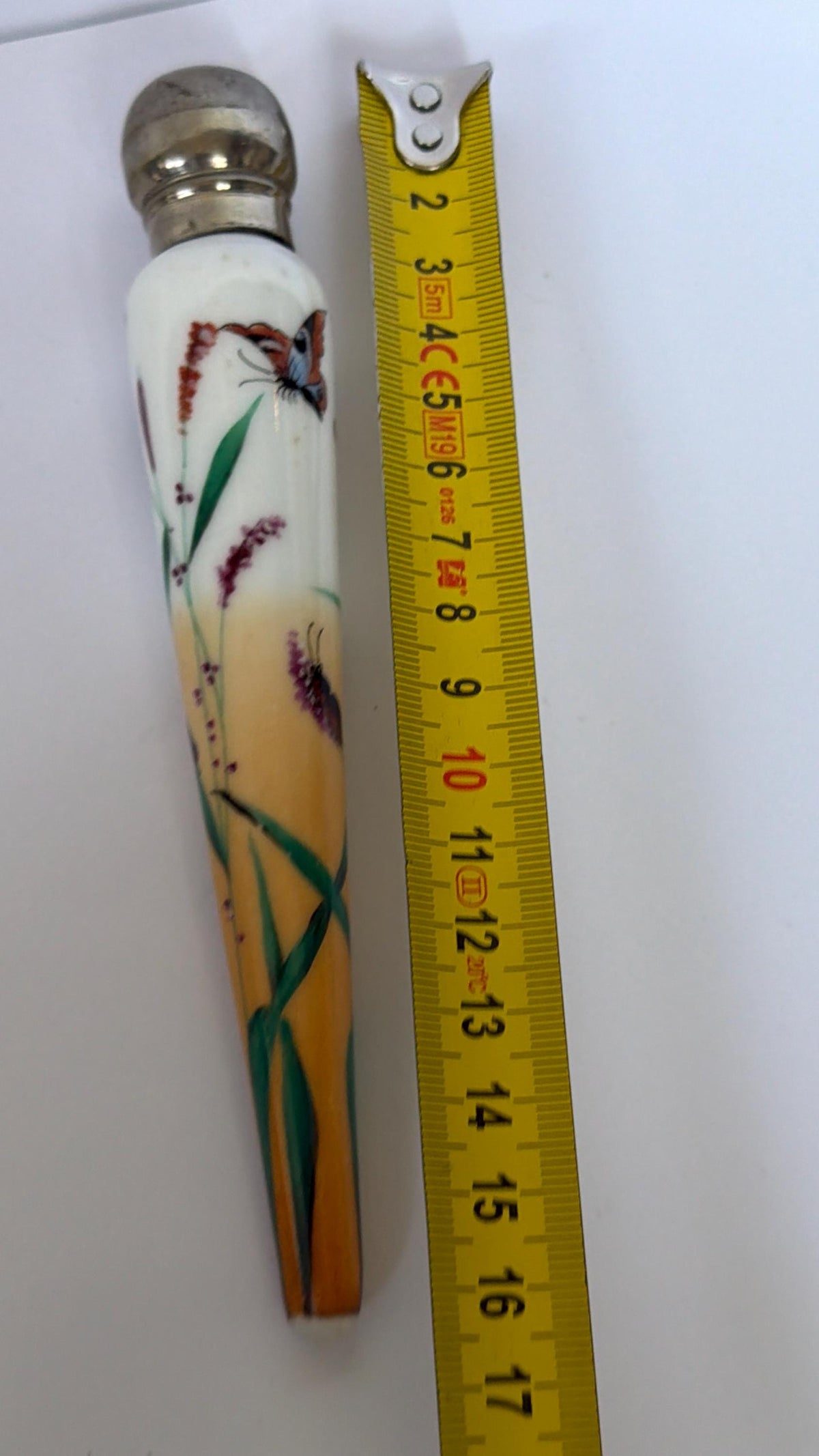 19th Century Porcelain Pointed Scent Bottle Hand Painted Bird Flowers Gilt Cap ca 1875-1890 victorian inspired japanoise