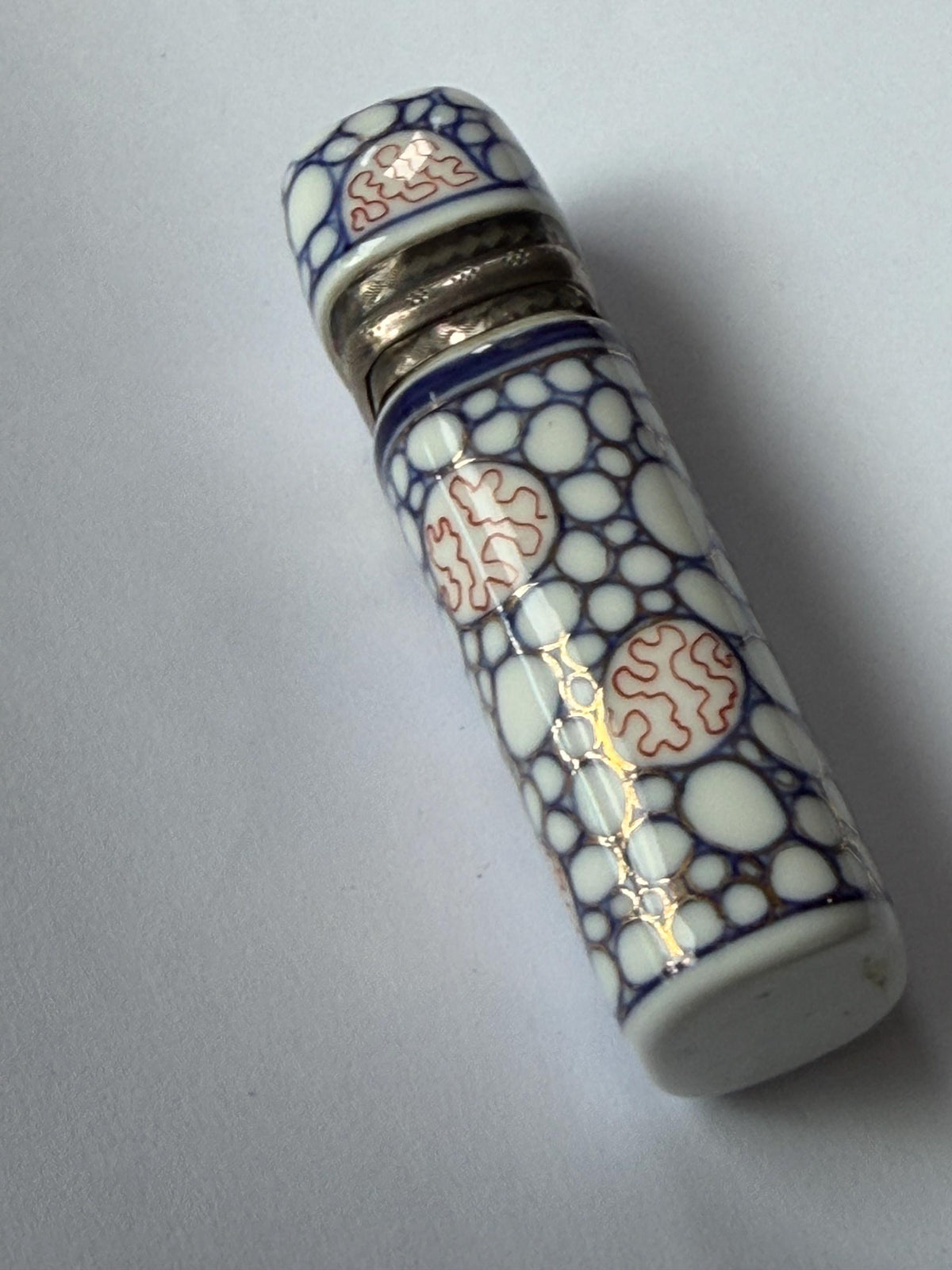 Antique Hüttensteinach Art Nouveau Porcelain Scent Bottle with Dutch Silver Mount, c. 1890–1900