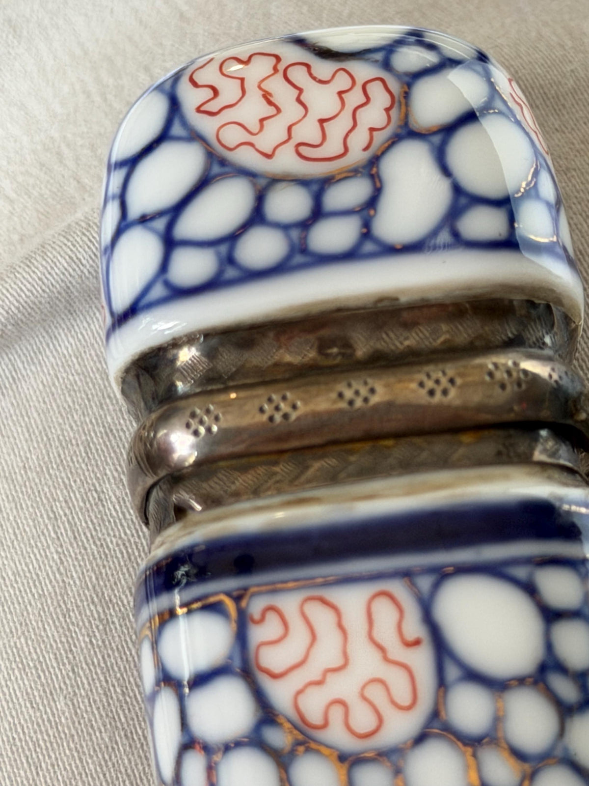 Antique Hüttensteinach Art Nouveau Porcelain Scent Bottle with Dutch Silver Mount, c. 1890–1900