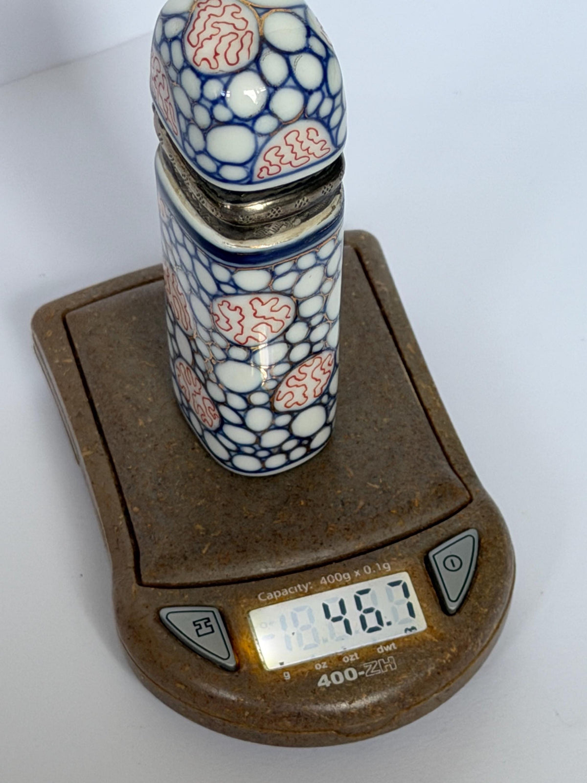 Antique Hüttensteinach Art Nouveau Porcelain Scent Bottle with Dutch Silver Mount, c. 1890–1900