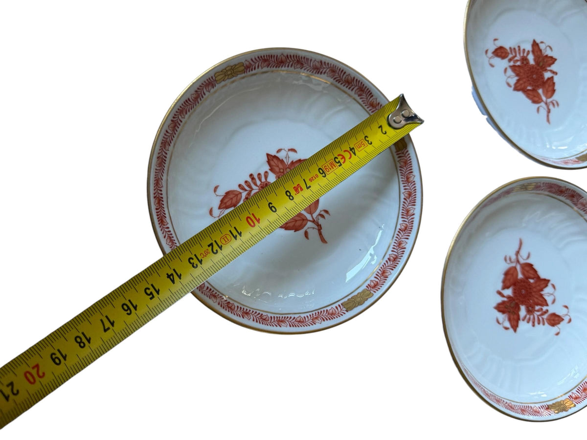Set of 5 Herend Hungary dessert dishes Apponyi Red Floral Design