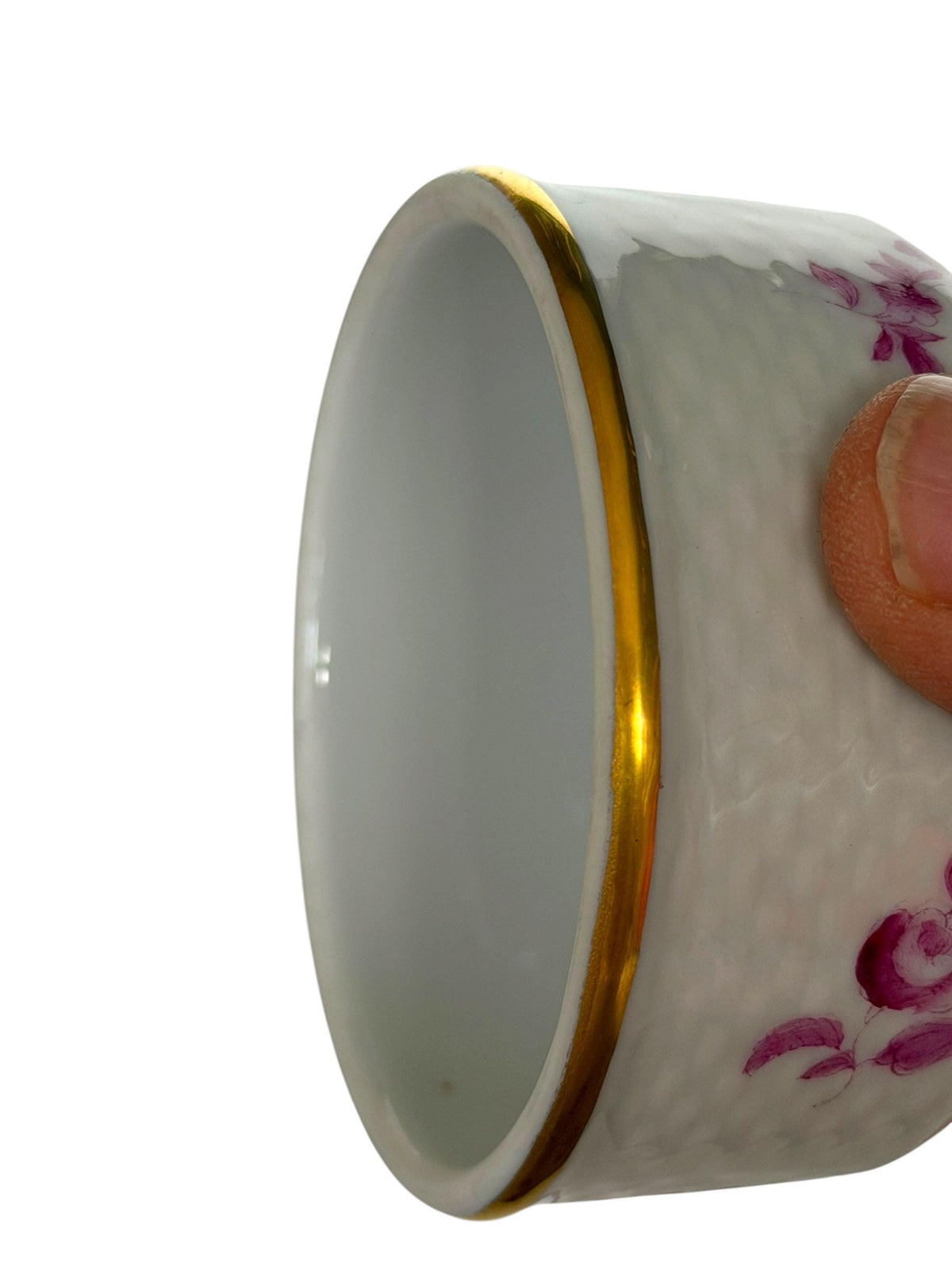 Herend Hungary Porcelain Ginger Jar, Pink Floral Decor, Rose Finial, Lidded Vase, 22 cm