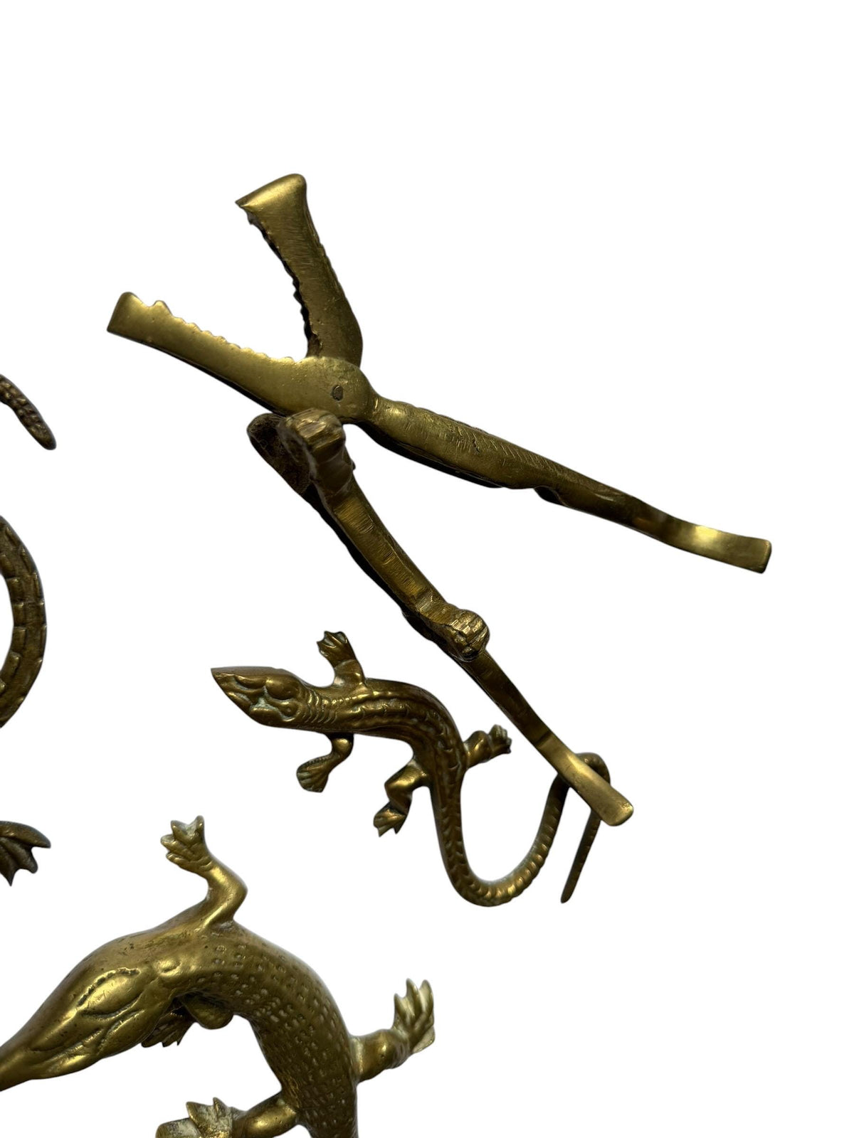 Vintage Gecko Lizard Salamander Figures – Set of 5 bronze / brass / copper display figurines - largest 21 cm - collector collectable items