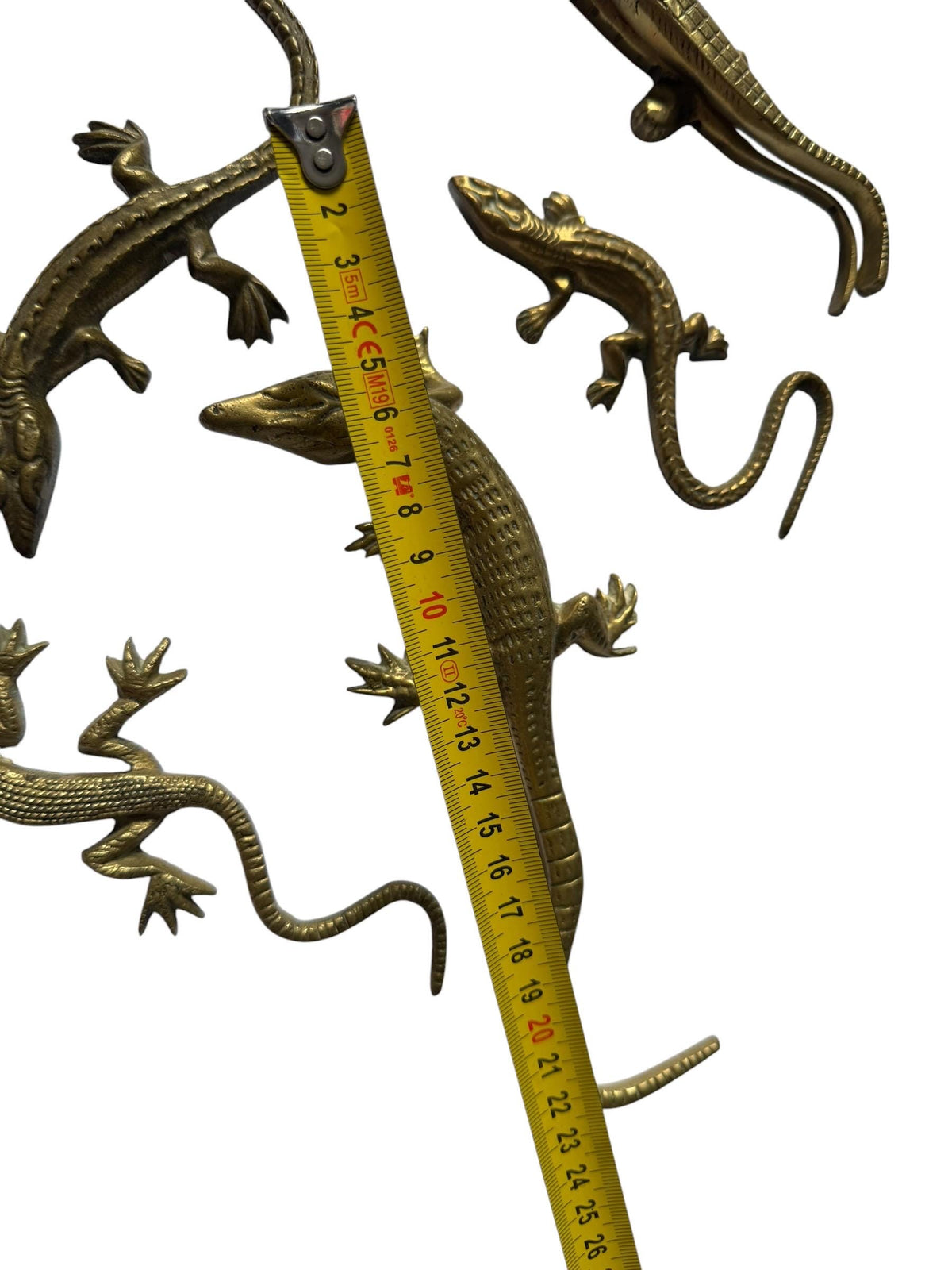 Vintage Gecko Lizard Salamander Figures – Set of 5 bronze / brass / copper display figurines - largest 21 cm - collector collectable items