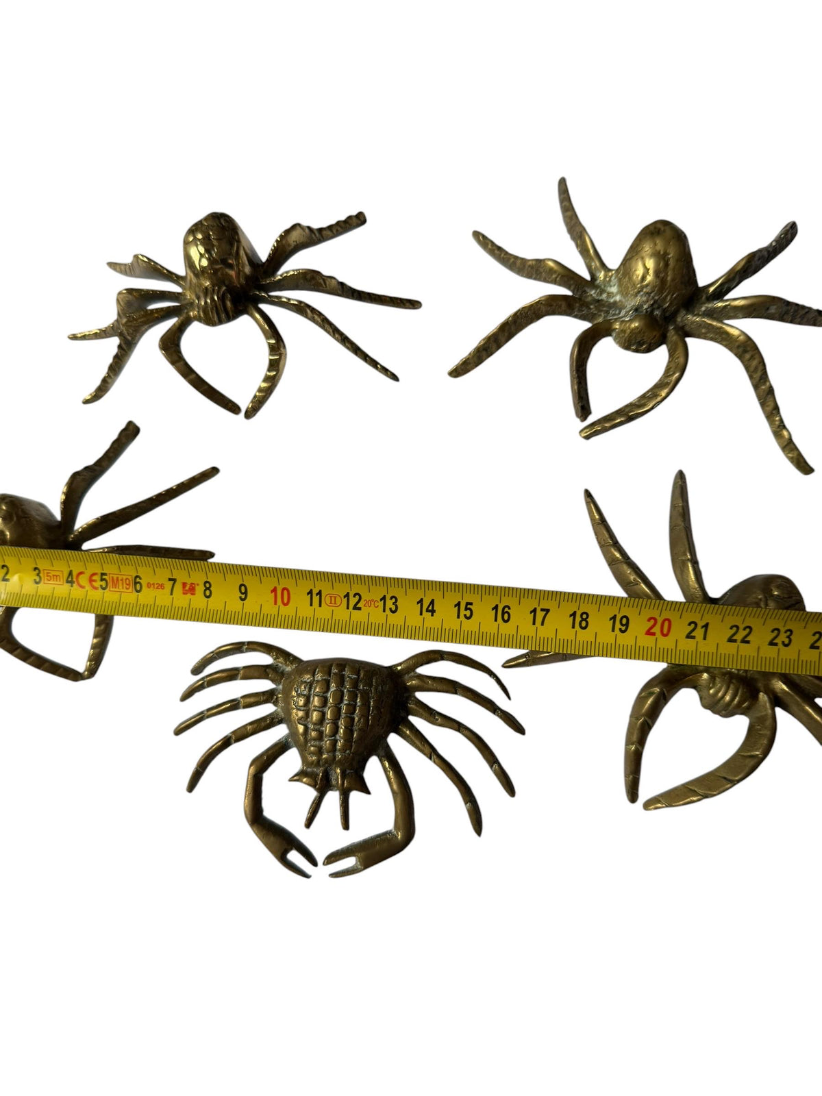 Vintage spider and crab – Set of 5 bronze / brass / copper display figurines - largest 11 cm geleedpotigen collectable items