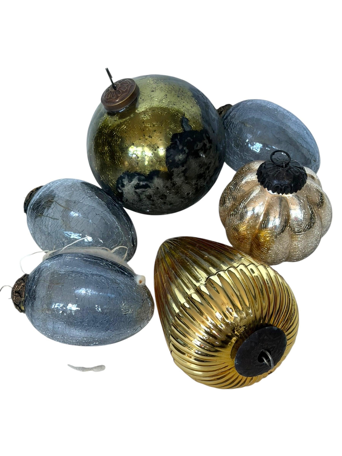 Set of 6 Antique Heavy Glass murano Christmas Baubles bola del vidro