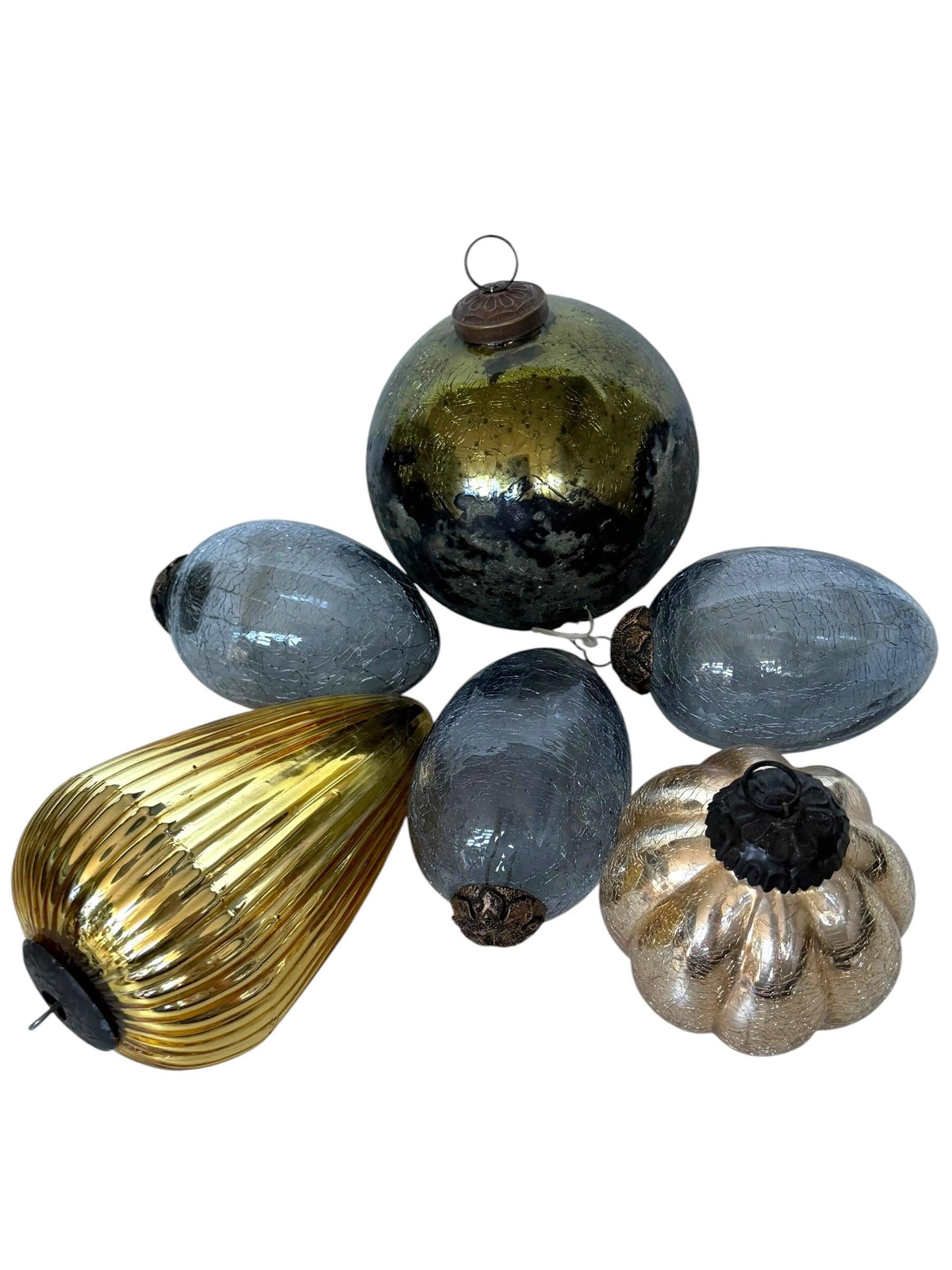 Set of 6 Antique Heavy Glass murano Christmas Baubles bola del vidro