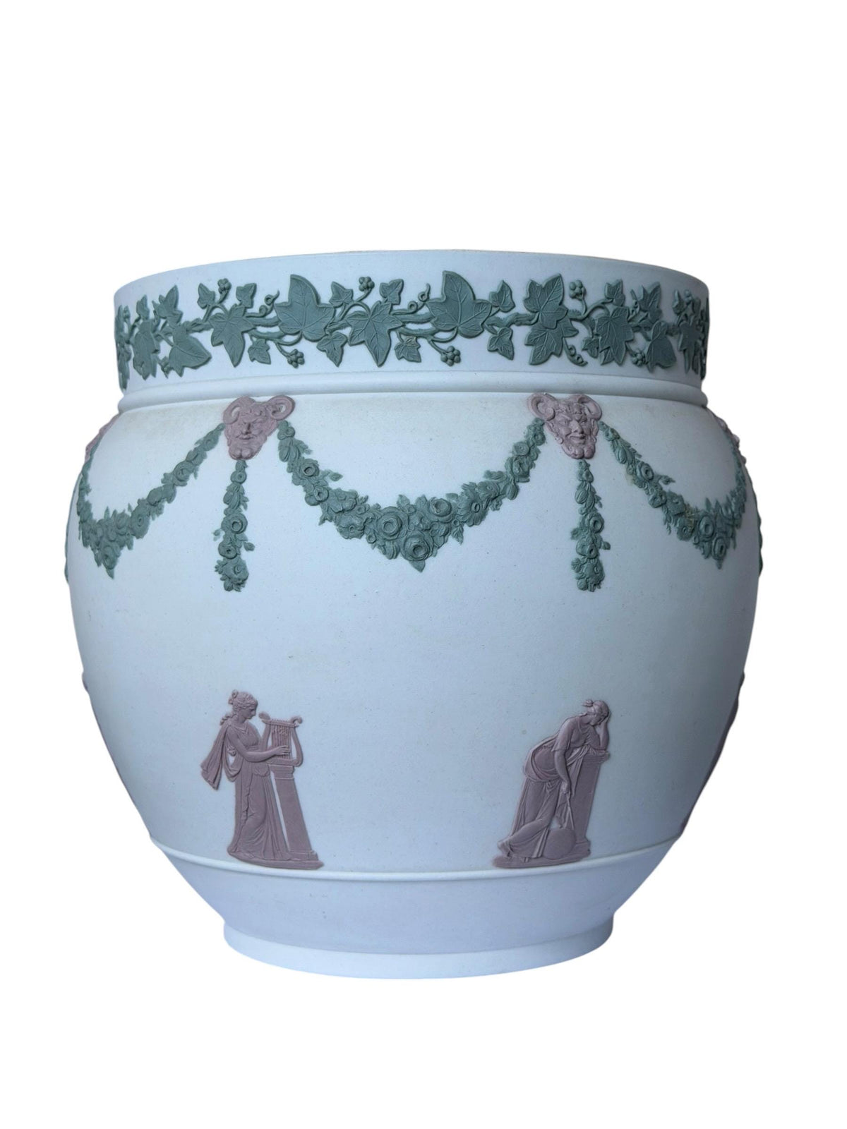 19th Century Wedgwood Large Tricolor Jasperware Jardinière Neoclassical Planter, rare exclusive, ca 1870
