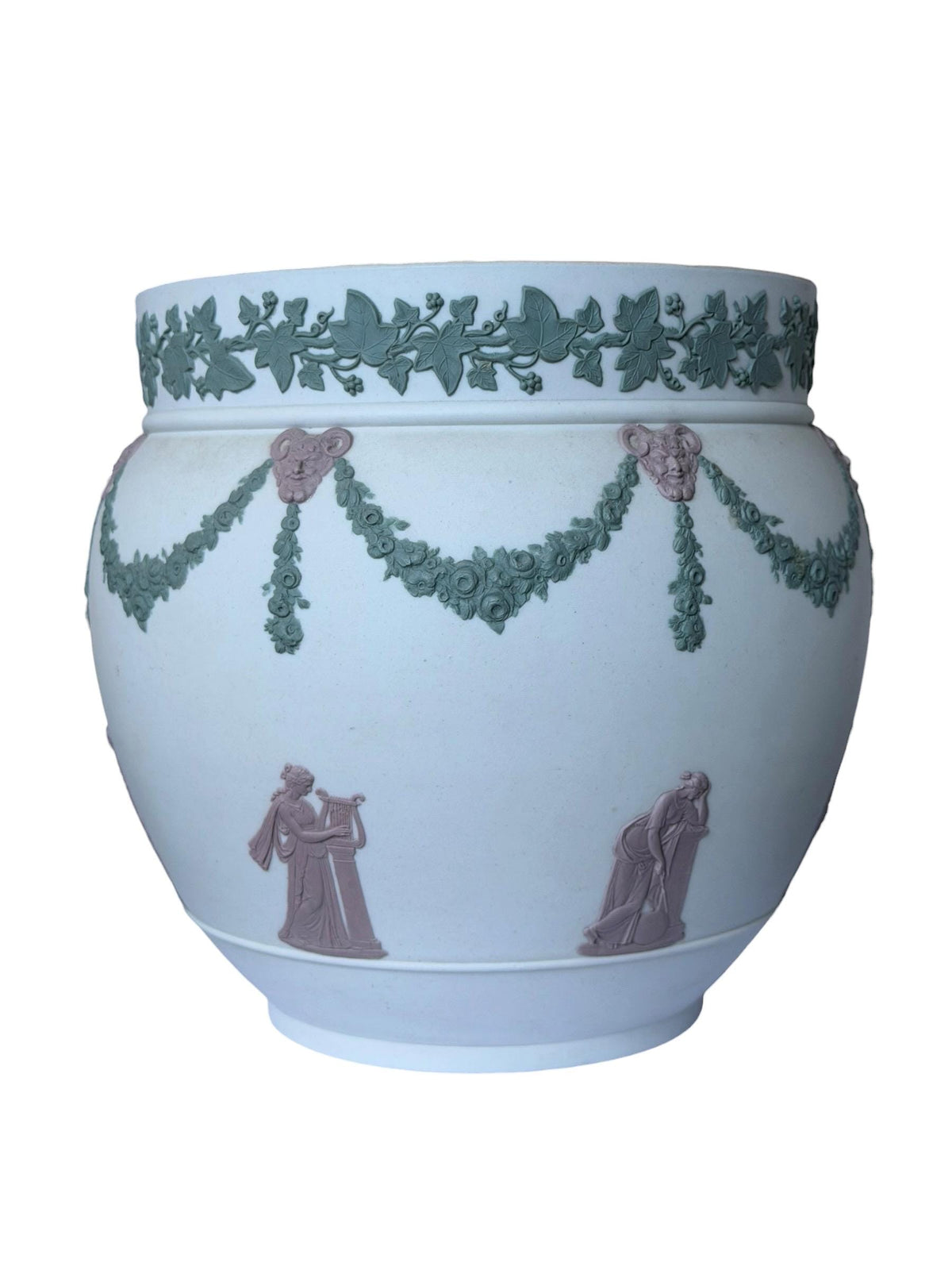 19th Century Wedgwood Large Tricolor Jasperware Jardinière Neoclassical Planter, rare exclusive, ca 1870
