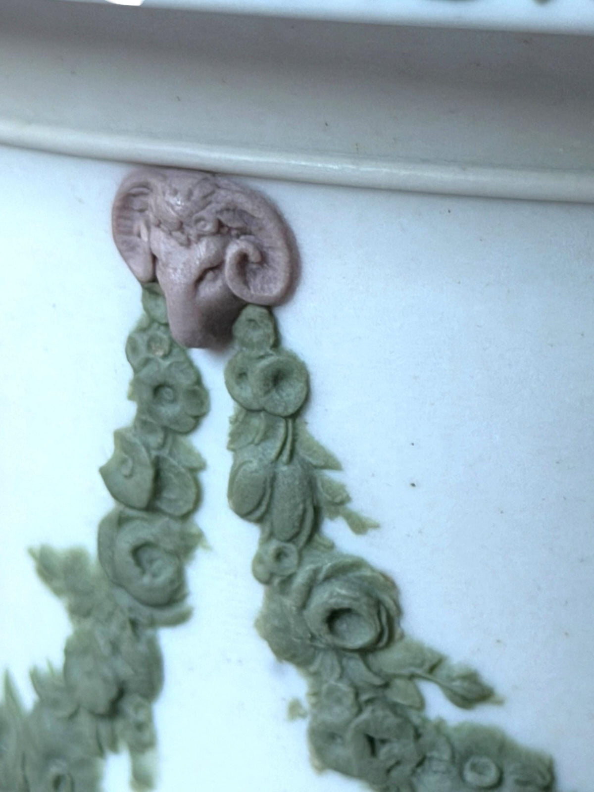 Wedgwood Tri-Color Jasperware lidded vase, Covered chestnut Vase, Sage Green Lilac White,  19th Century, rare exclusive mantel piece ca 1870