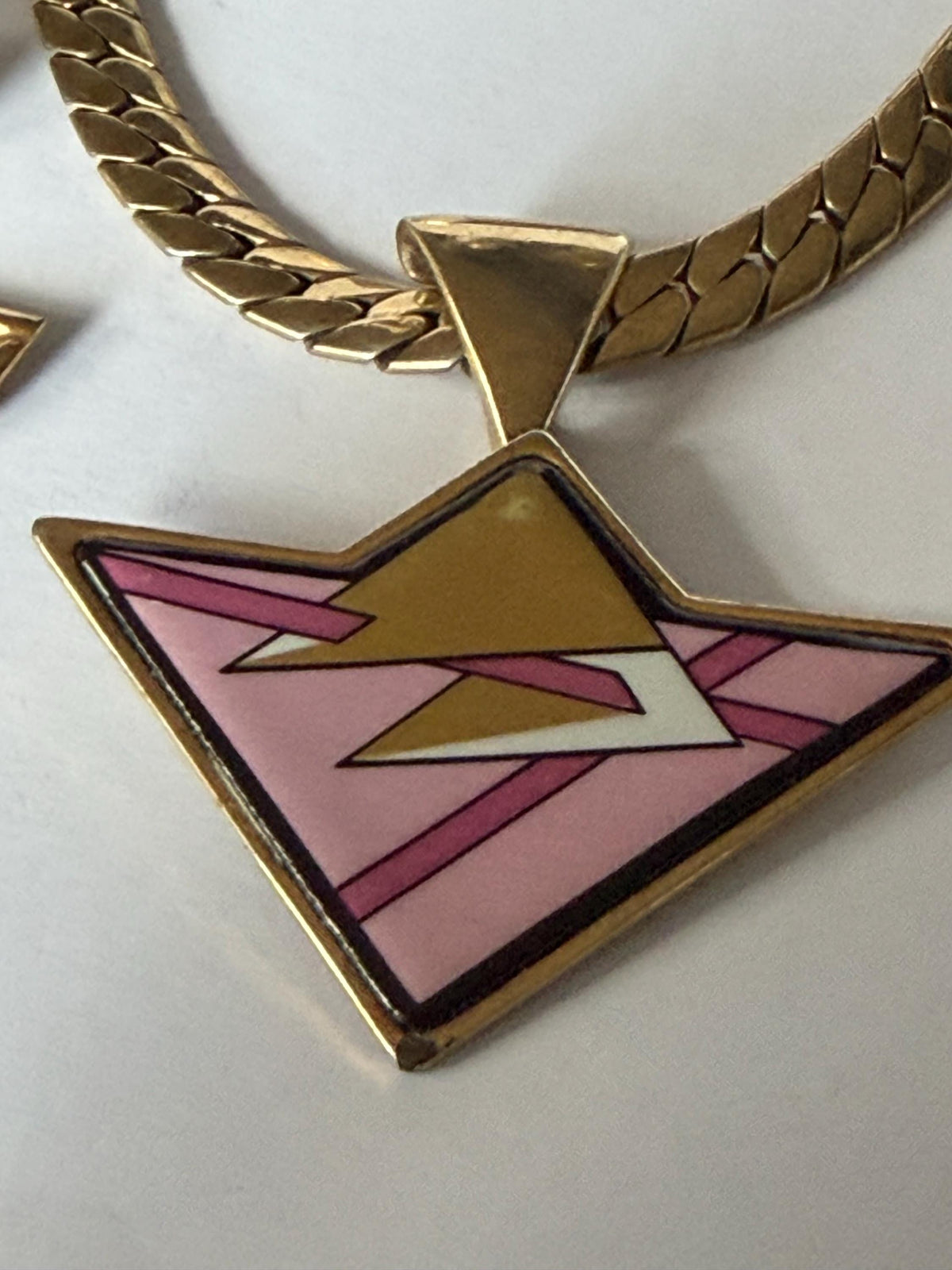 Michaela Frey Jewelry Set Necklace Bangle Earrings, Austrian Enamel, Art Deco Geometric, c. 1980’s geometrical Pop Art set