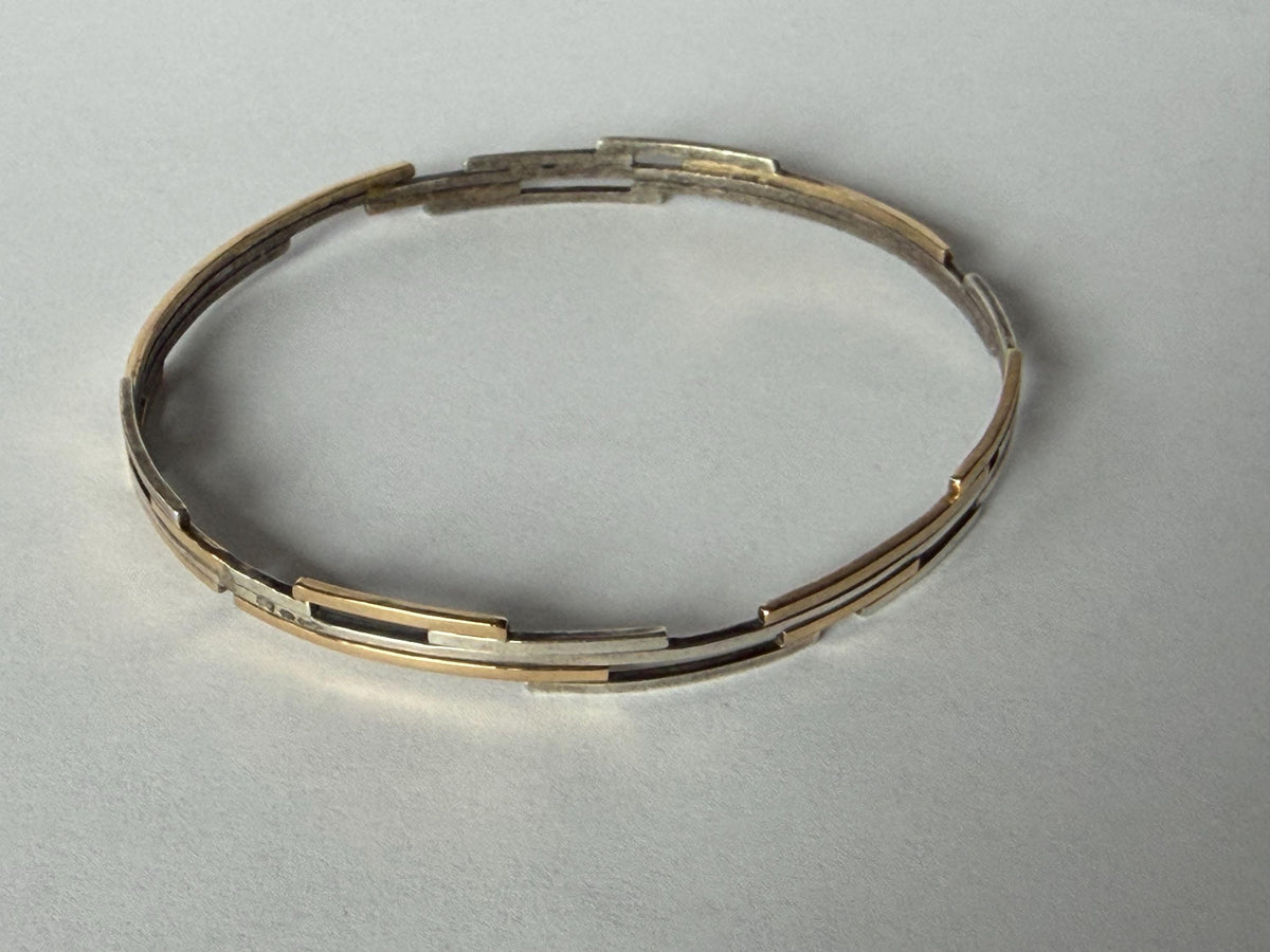 Willem Boers - Modernist Bracelet, Solid 14K Gold plus 835 solid silver, exceptional Dutch Designer Jewelry from the Netherlands schoonhoven