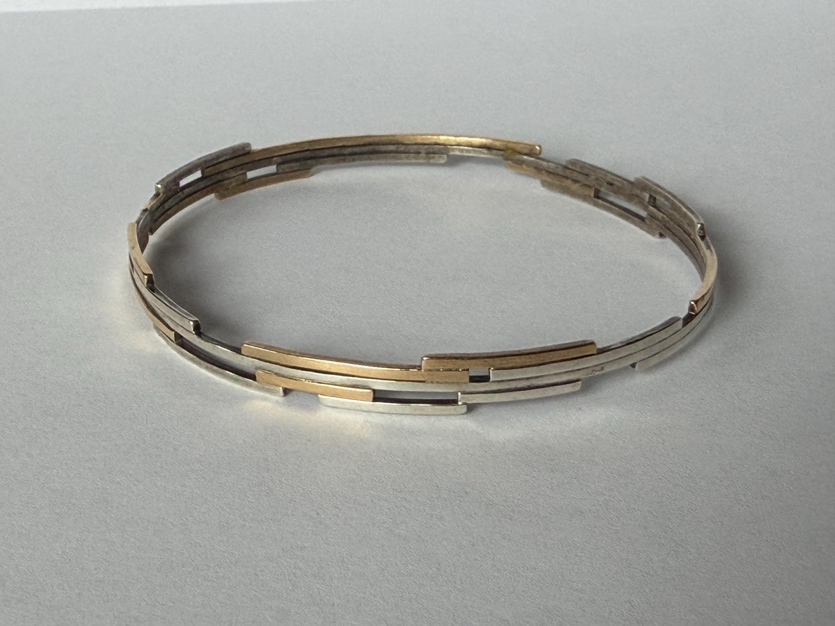 Willem Boers - Modernist Bracelet, Solid 14K Gold plus 835 solid silver, exceptional Dutch Designer Jewelry from the Netherlands schoonhoven