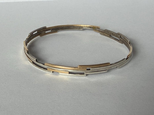 Willem Boers - Modernist Bracelet, Solid 14K Gold plus 835 solid silver, exceptional Dutch Designer Jewelry from the Netherlands schoonhoven