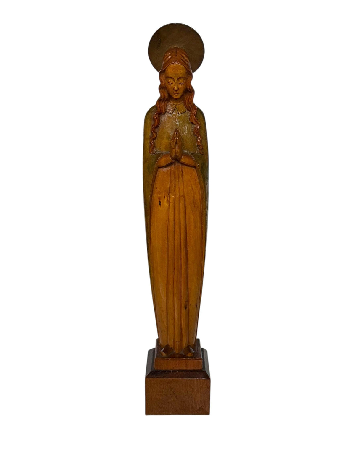 German Carved Wooden Madonna Virgin Mary Sculpture 1920s 1930s Religious Statue
