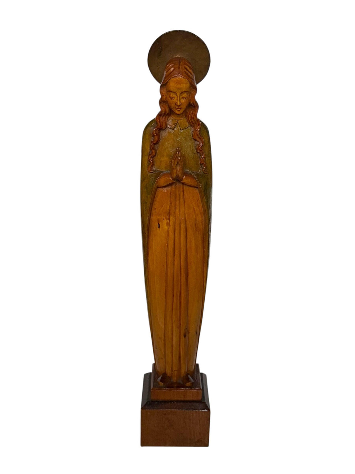 German Carved Wooden Madonna Virgin Mary Sculpture 1920s 1930s Religious Statue