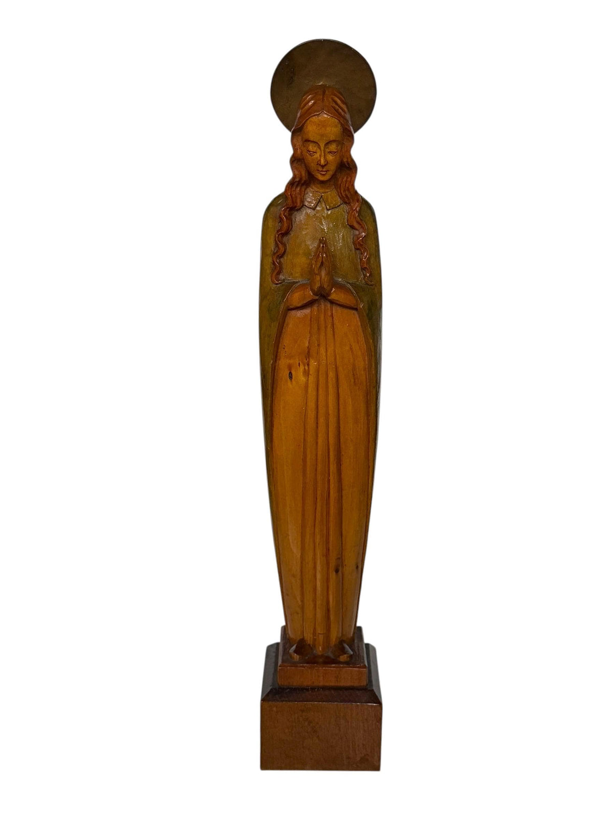 German Carved Wooden Madonna Virgin Mary Sculpture 1920s 1930s Religious Statue