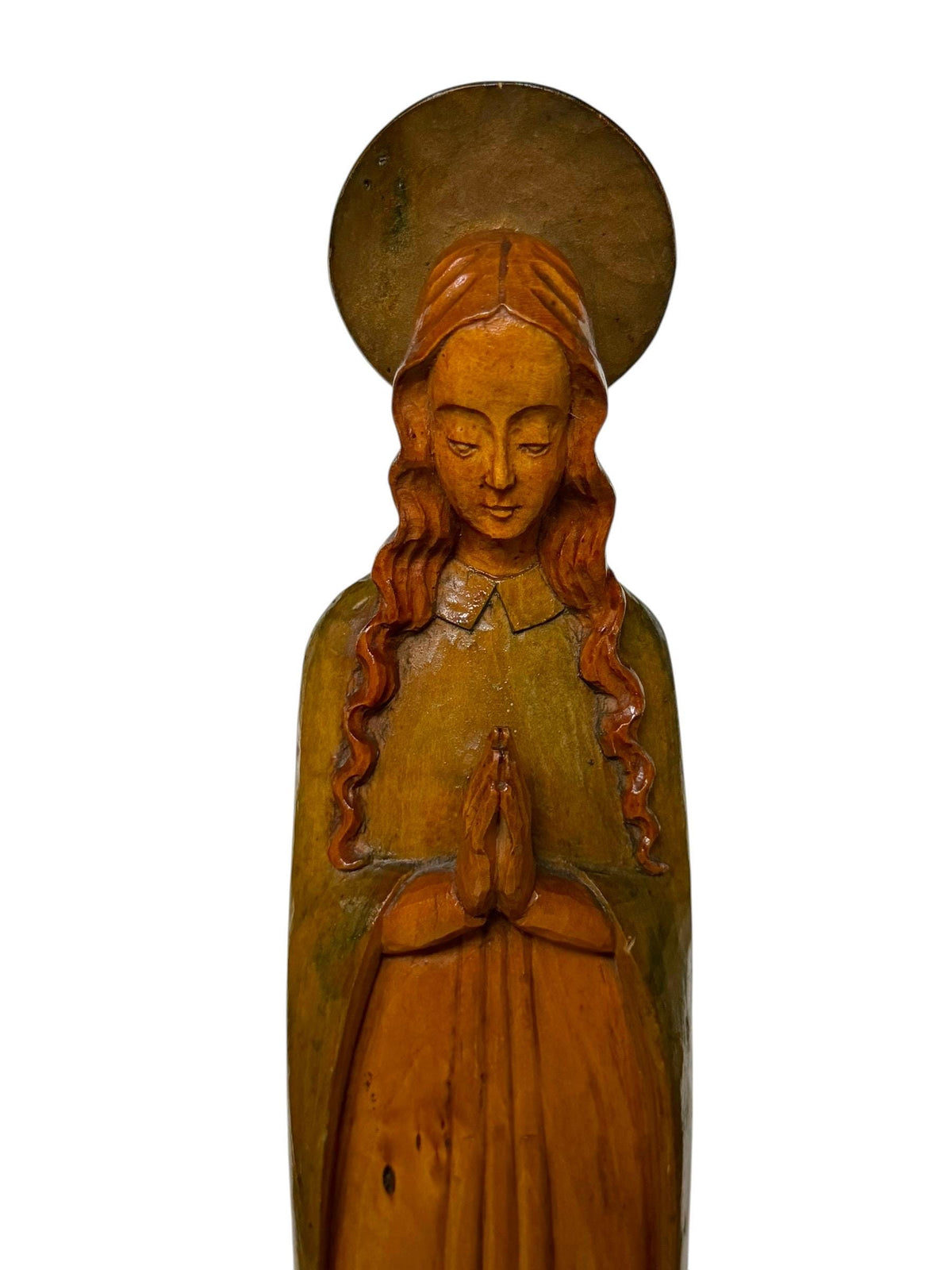 German Carved Wooden Madonna Virgin Mary Sculpture 1920s 1930s Religious Statue