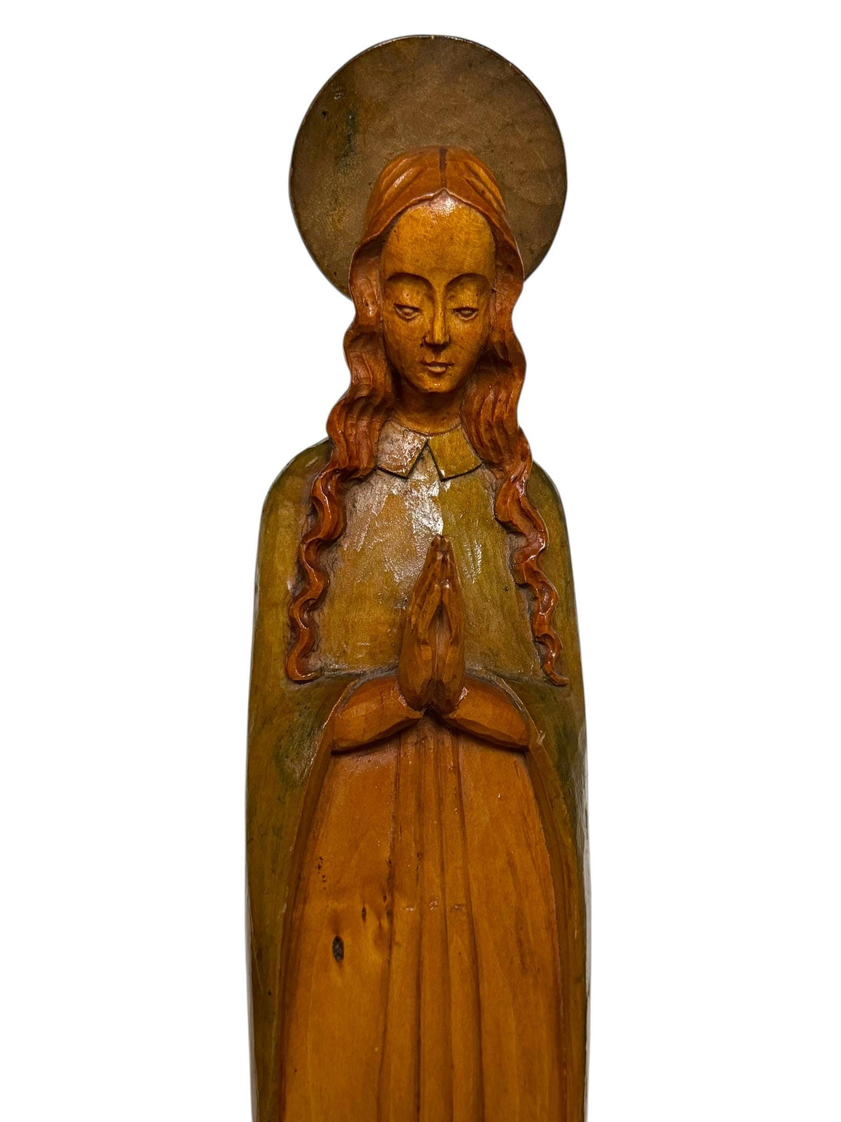 German Carved Wooden Madonna Virgin Mary Sculpture 1920s 1930s Religious Statue