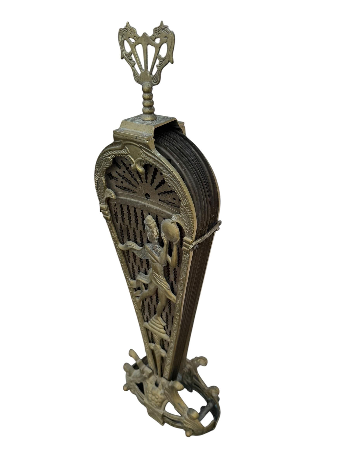Antique Victorian Brass Peacock Fan Fireplace Screen, 19th Century, perfect pauwen fan scherm