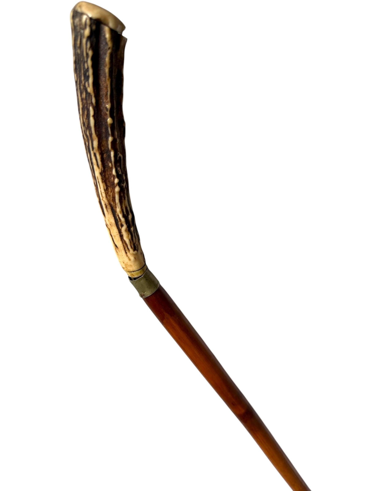 antique cane Bavarian  with solingen inside walking stick with deer antlers, european collection, flannel stick. Hunting stick