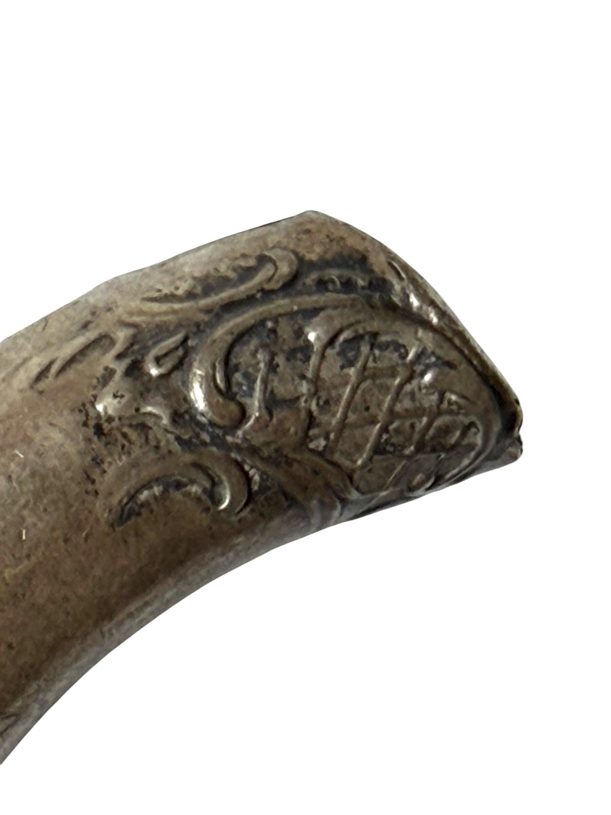 antique walking cane stick with  silver, marked, european collection, gentlemen's flannel stick