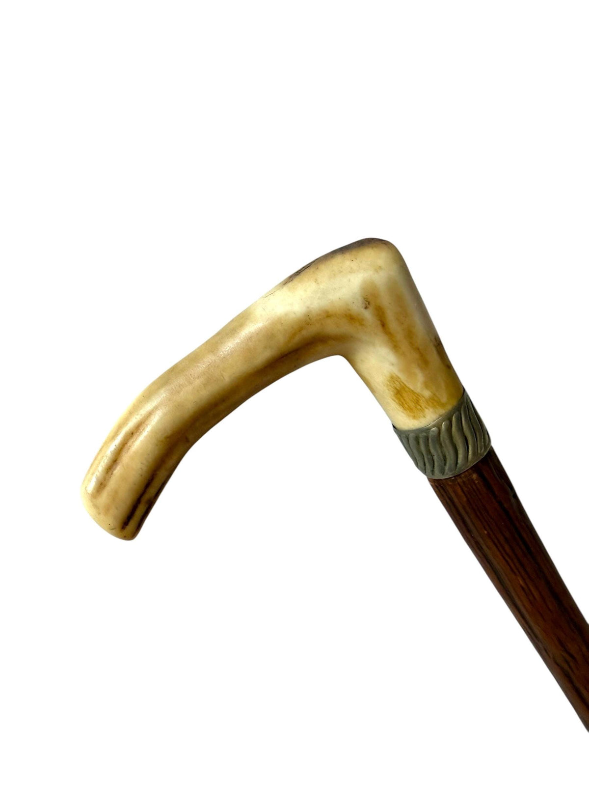 antique walking cane stick with cow , european collection, gentlemen's flannel stick. Wandelstok
