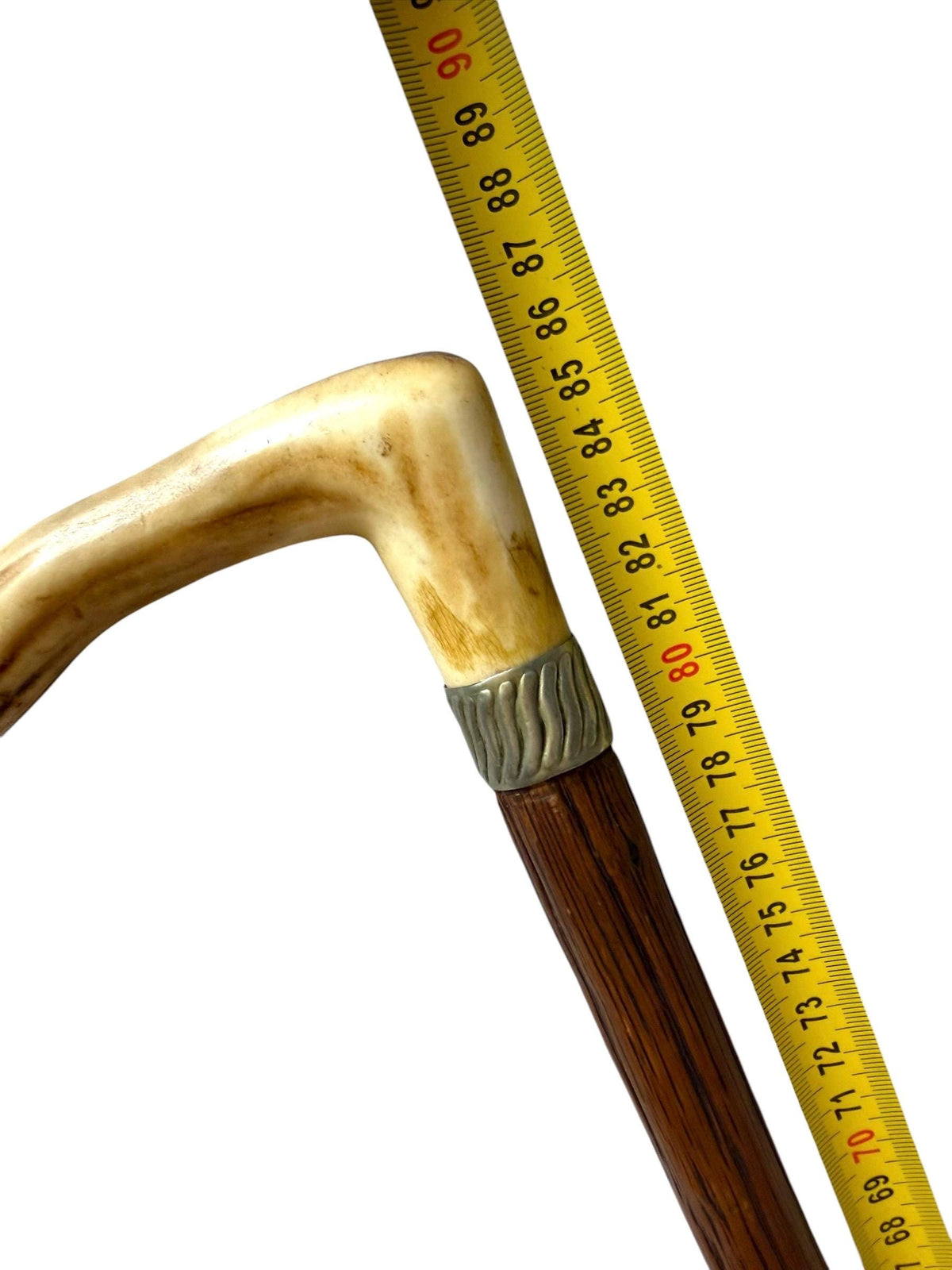 antique walking cane stick with cow , european collection, gentlemen's flannel stick. Wandelstok