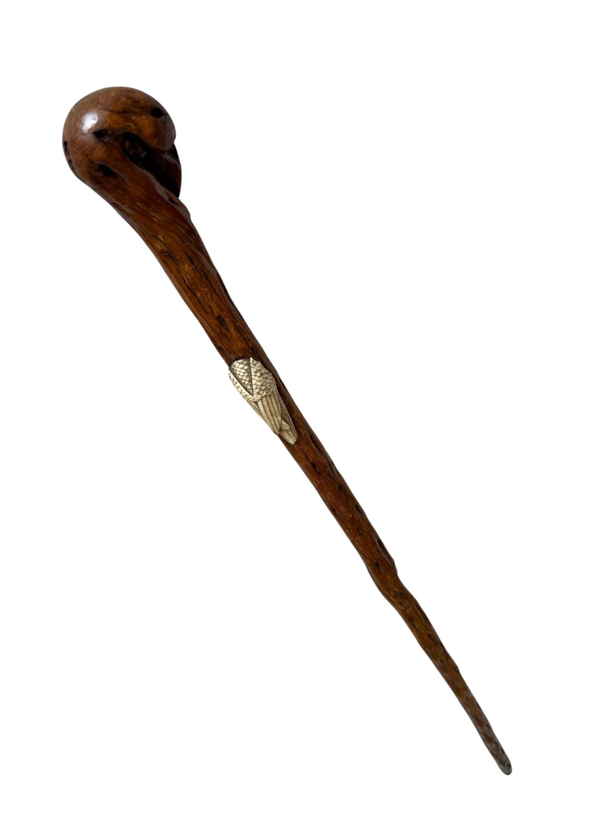 antique walking cane stick with cow ornament , european collection, gentlemen's flannel stick. Wandelstok