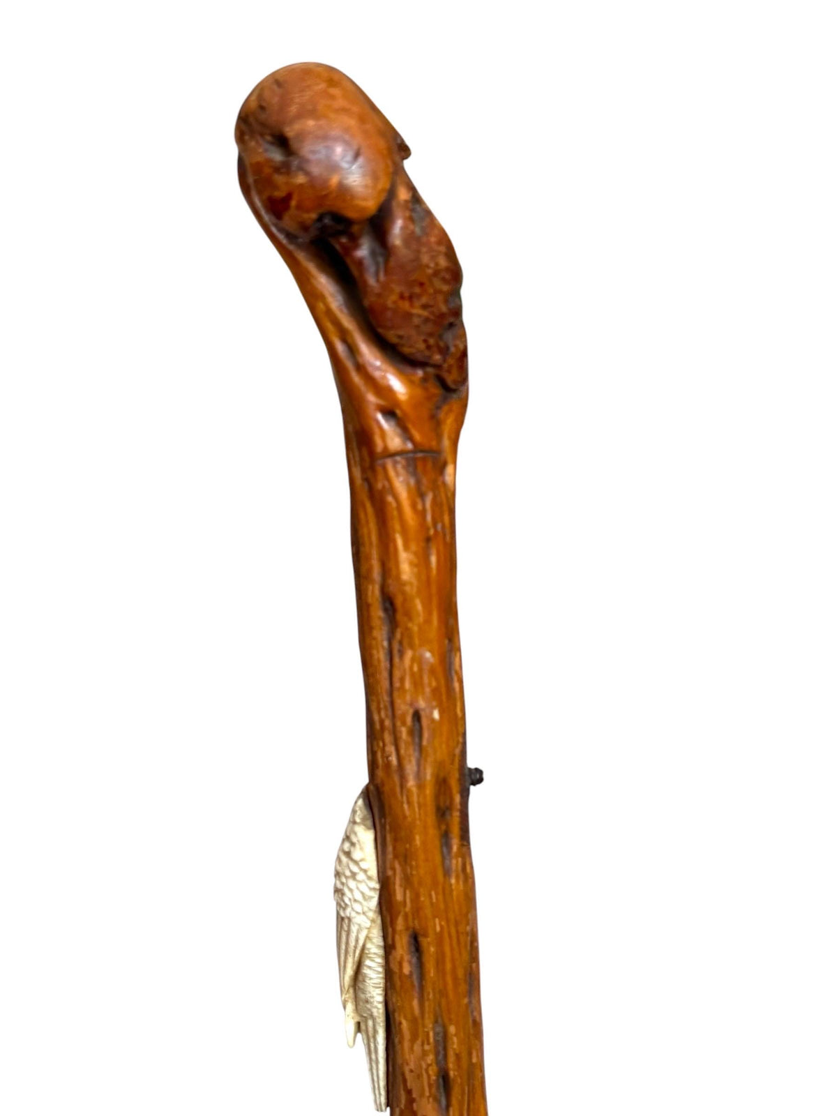 antique walking cane stick with cow ornament , european collection, gentlemen's flannel stick. Wandelstok