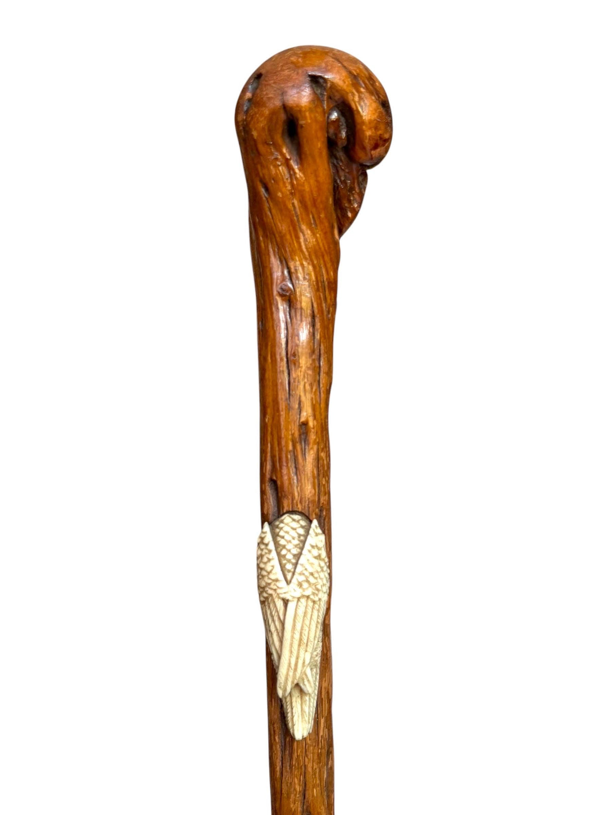 antique walking cane stick with cow ornament , european collection, gentlemen's flannel stick. Wandelstok