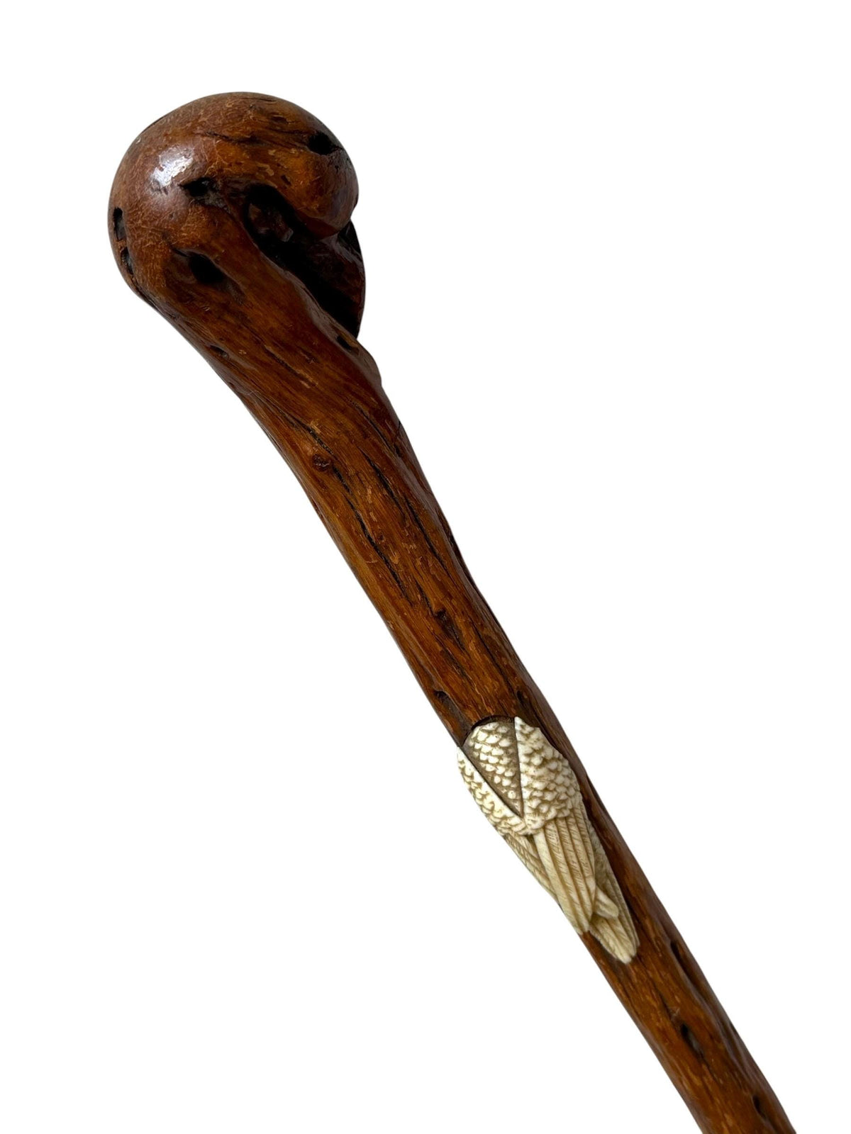 antique walking cane stick with cow ornament , european collection, gentlemen's flannel stick. Wandelstok